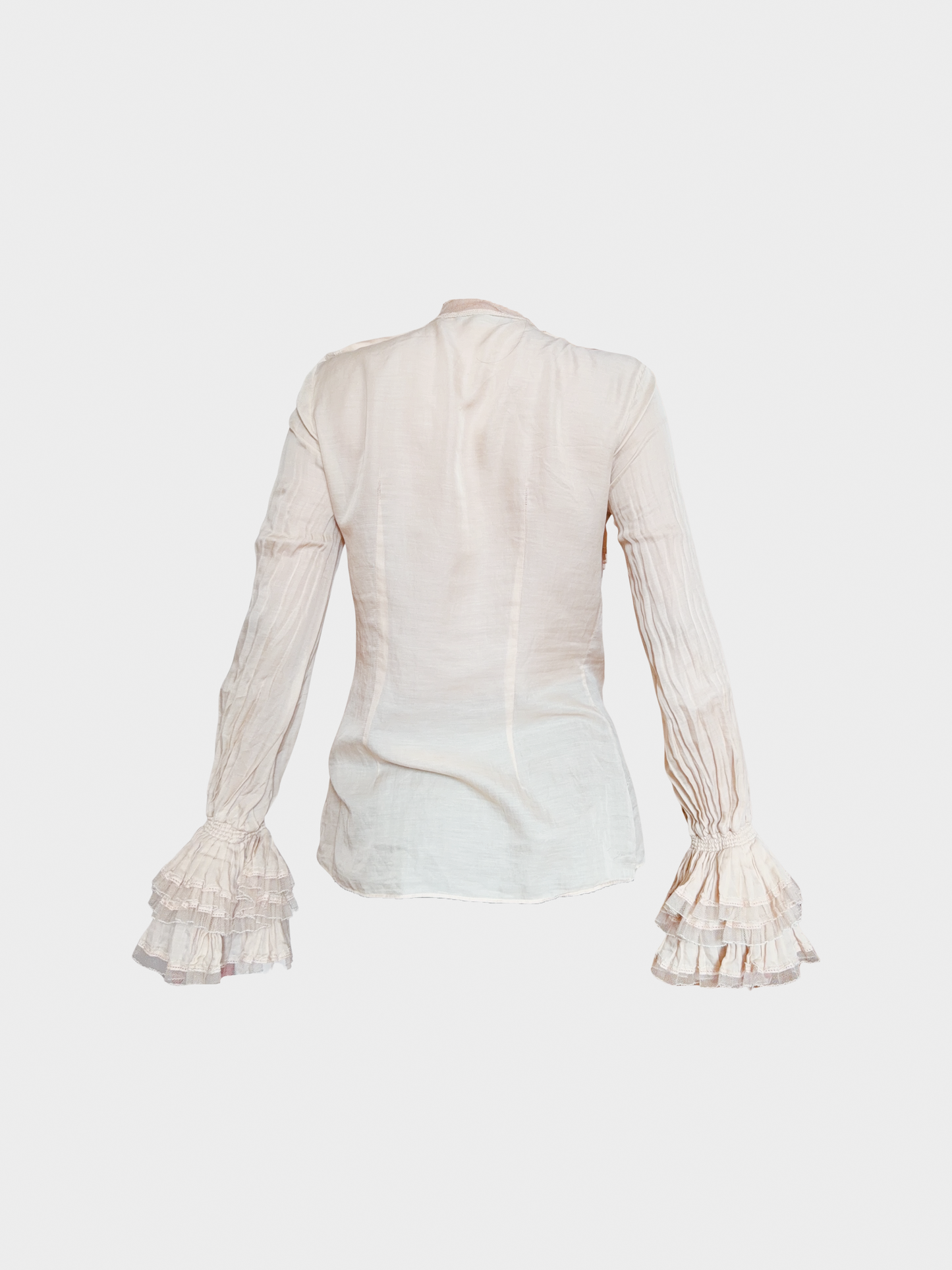 Roberto Cavalli 2000s Beige Frilly Blouse