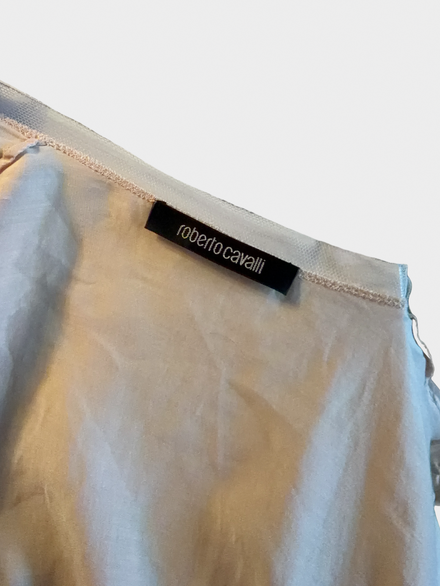 Roberto Cavalli 2000s Beige Frilly Blouse