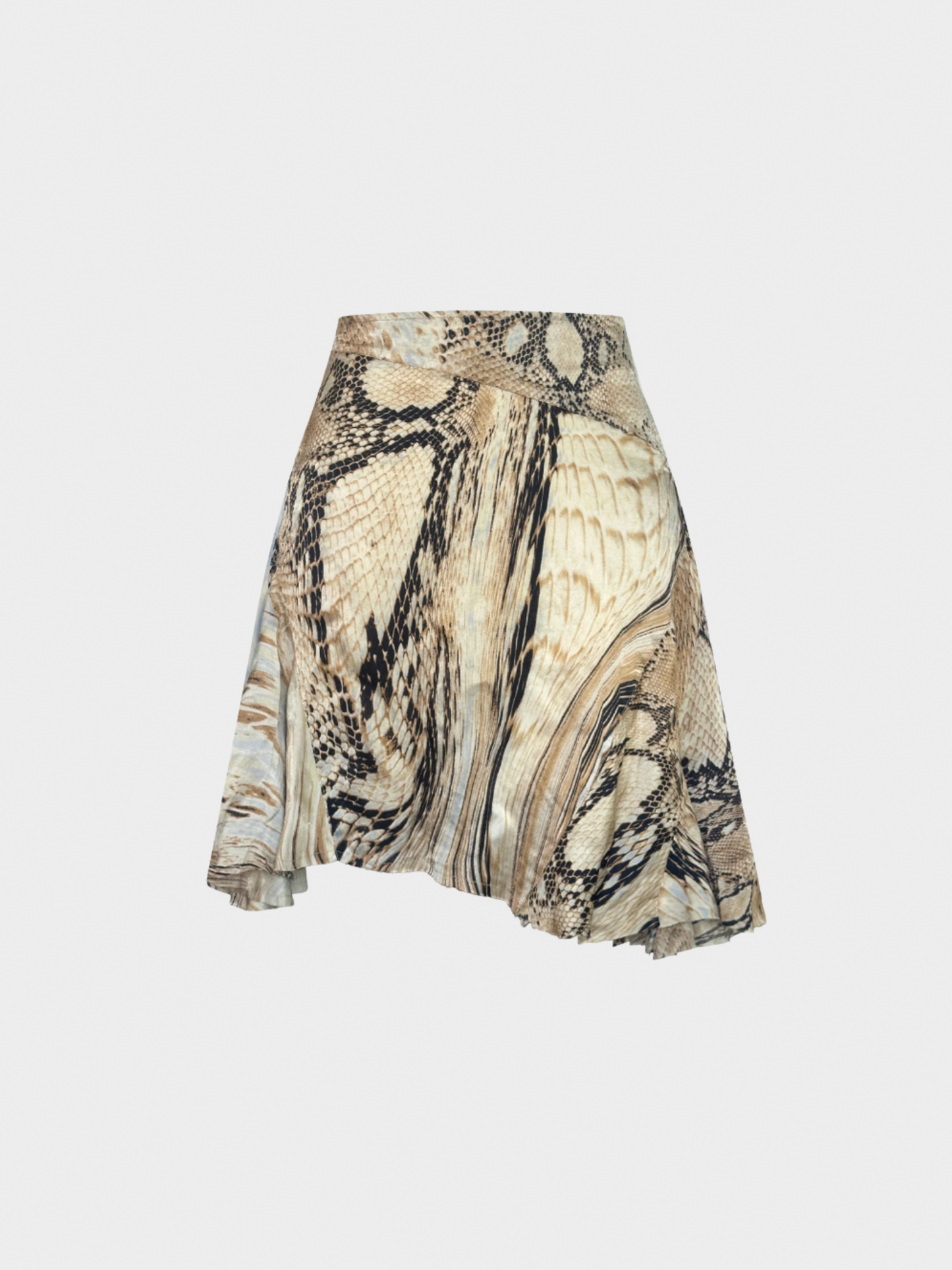 Roberto Cavalli 2000s Just Cavalli Asymmetrical Beige Printed Skirt