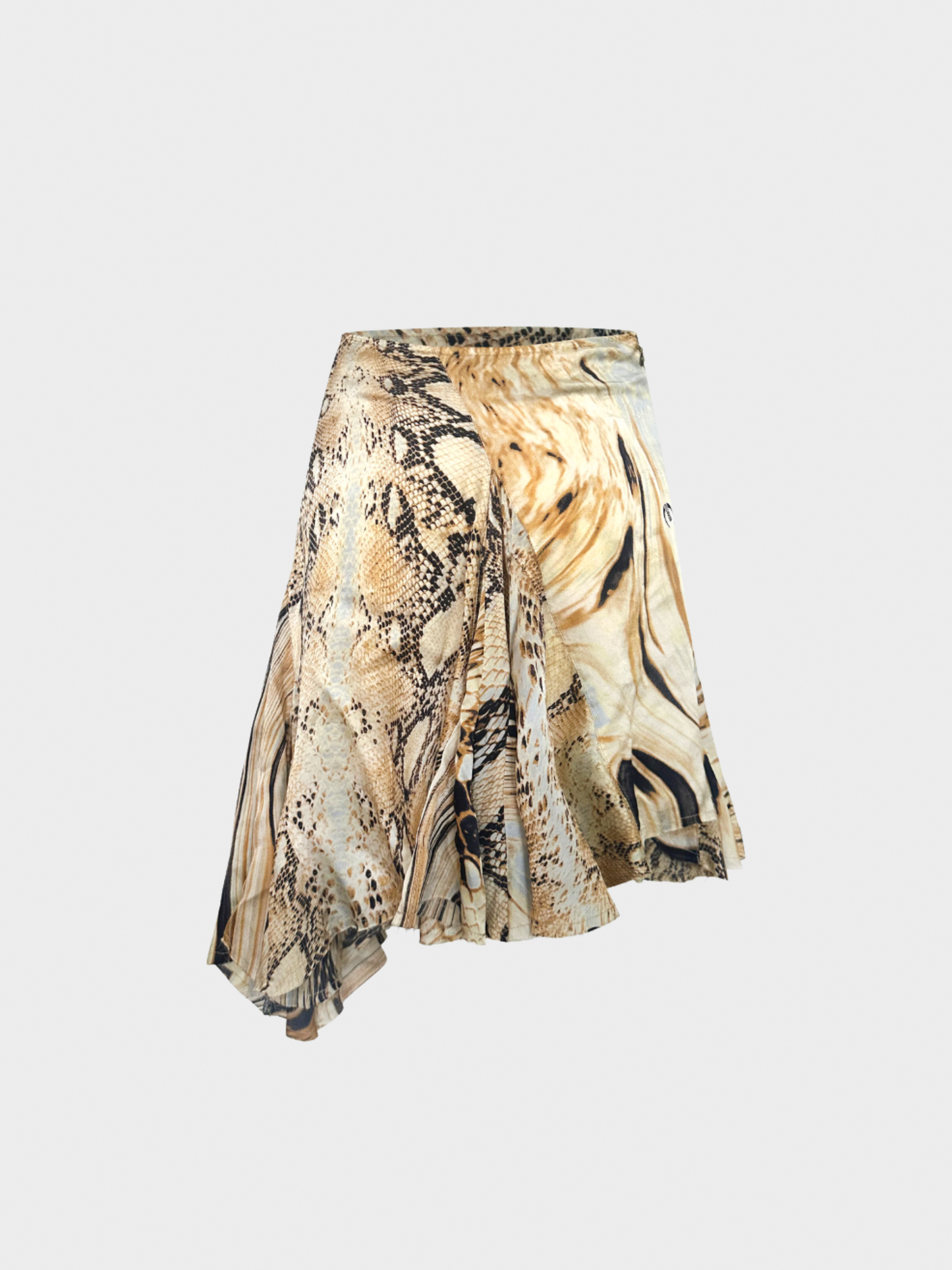 Roberto Cavalli 2000s Just Cavalli Asymmetrical Beige Printed Skirt