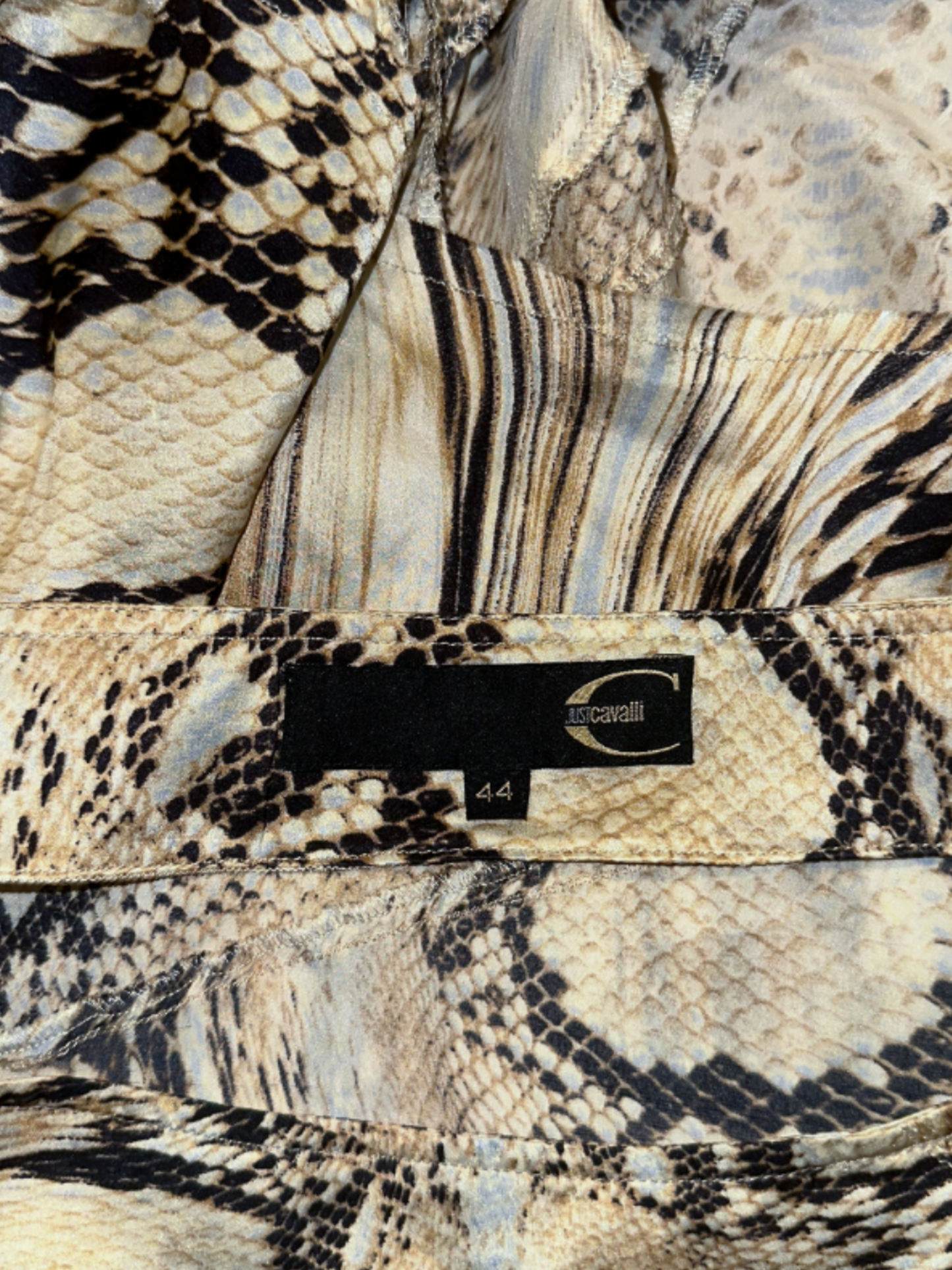 Roberto Cavalli 2000s Just Cavalli Asymmetrical Beige Printed Skirt