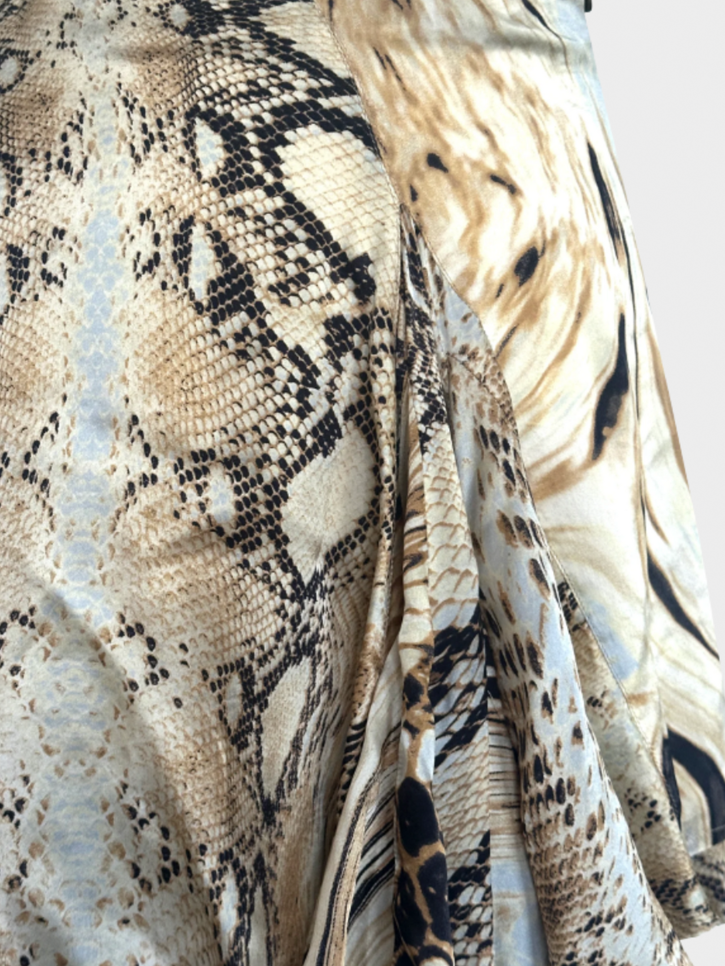 Roberto Cavalli 2000s Just Cavalli Asymmetrical Beige Printed Skirt