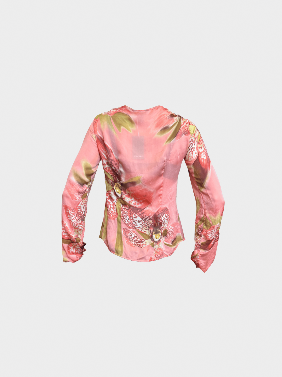 Roberto Cavalli SS 2005 Pink Floral Ruffle Blouse