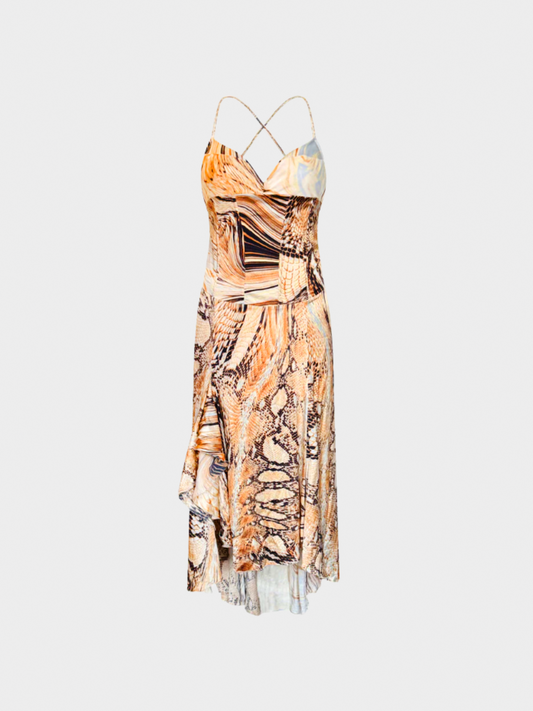 Roberto Cavalli SS 2007 Just Cavalli Beige Python Pattern Dress