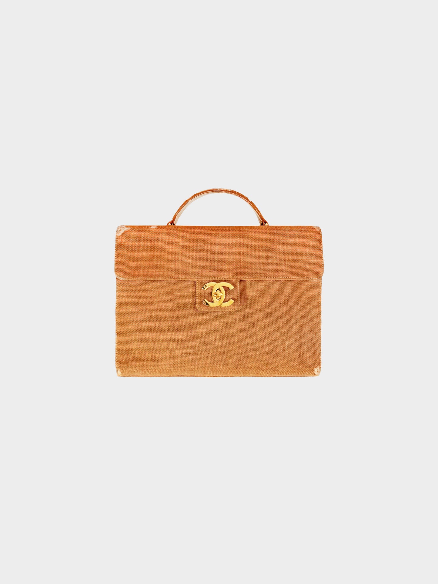 Chanel 1990s Brown Canvas Flap Briefcase