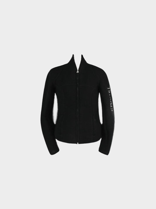 Chanel Sports Line 2003 Black Perforated Mesh Zip-up Jacket
