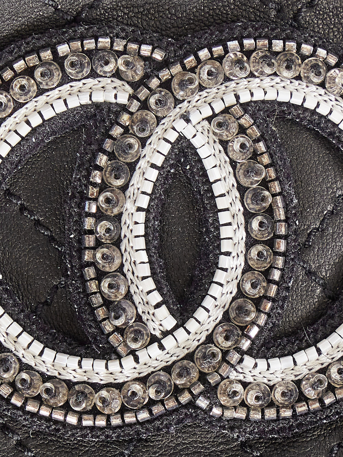 Chanel by Karl Lagerfeld Early 2010s Black Lambskin Quilted CC Embroidered Fingerless Gloves
