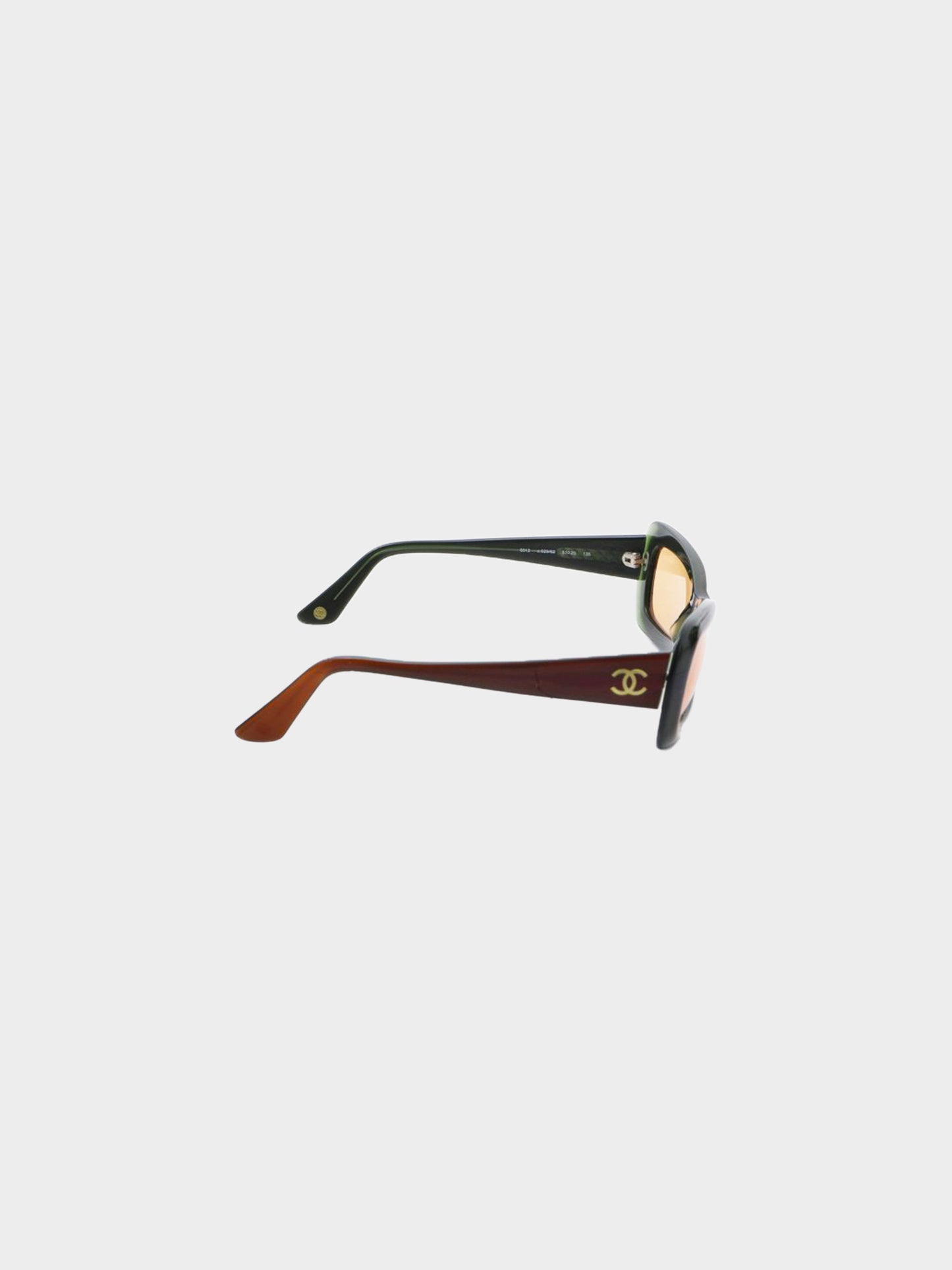 Chanel 2000s Brown and Green 5012 Rectangle Sunglasses