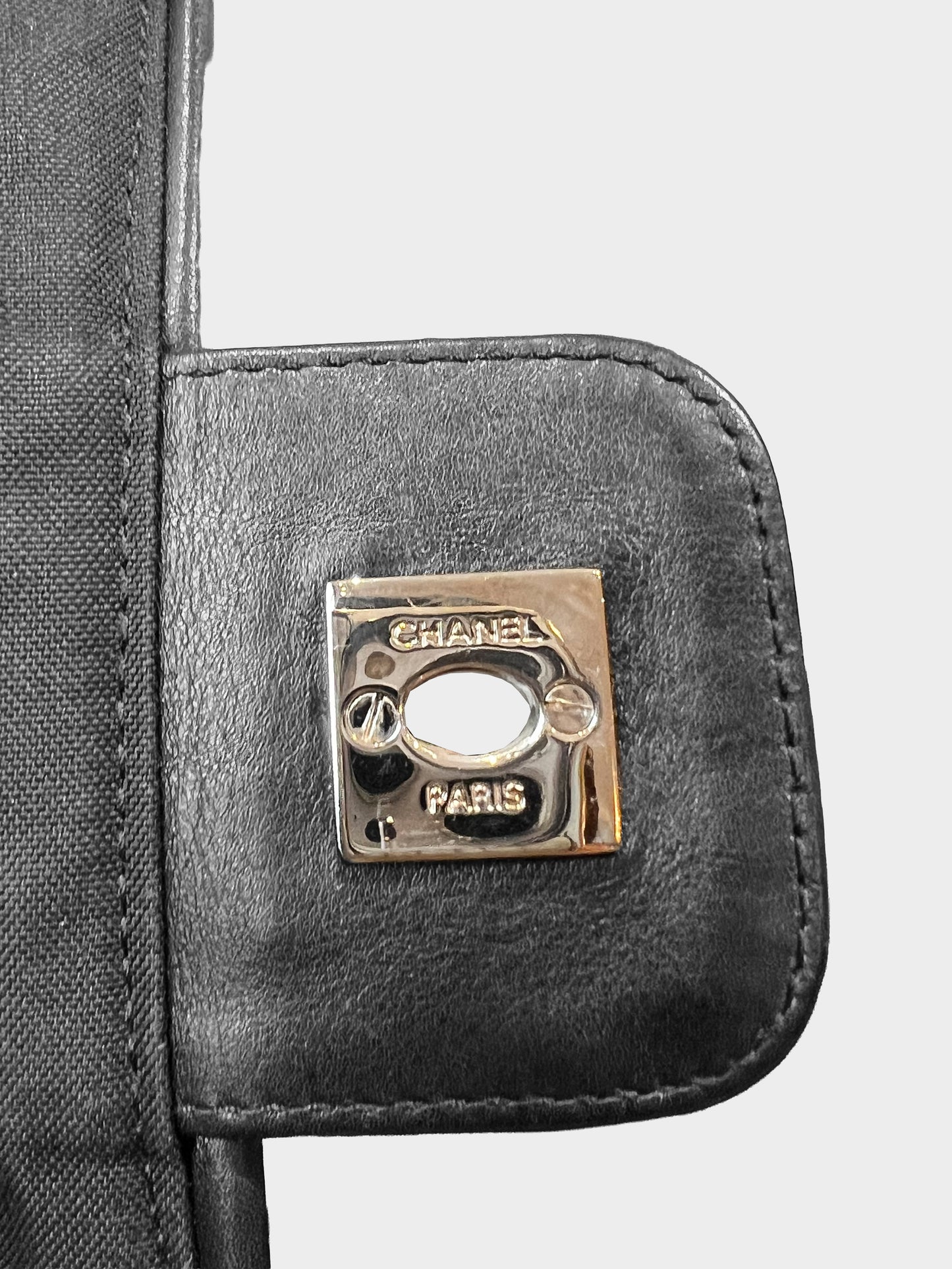 Chanel 2005-2006 Black Harako Leather and Canvas Quilted CC Sport Flap Bag