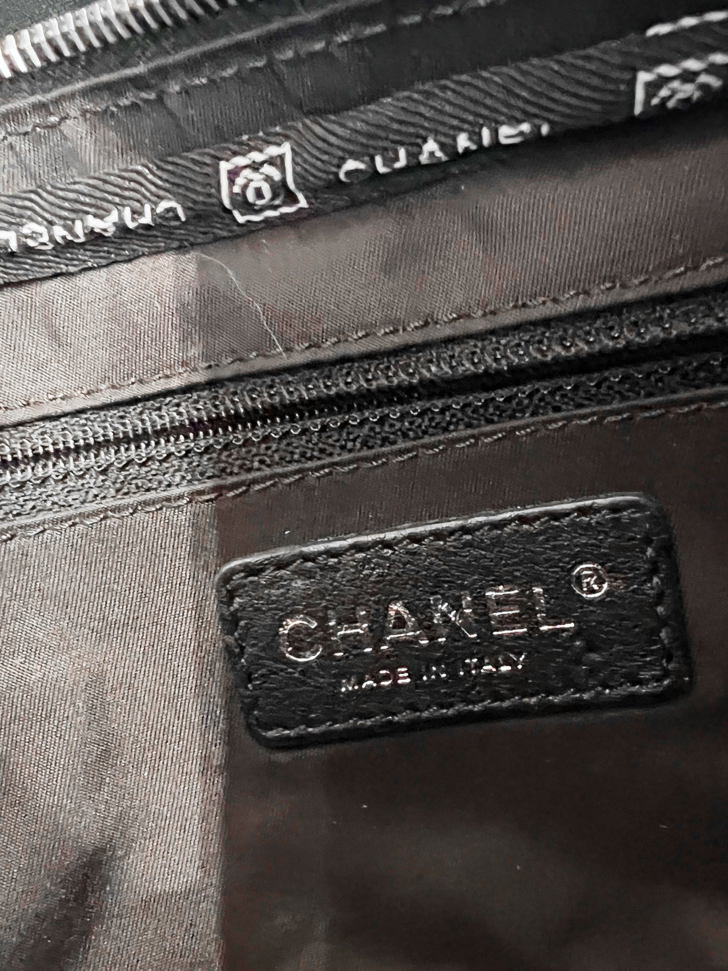 Chanel 2005-2006 Black Harako Leather and Canvas Quilted CC Sport Flap Bag