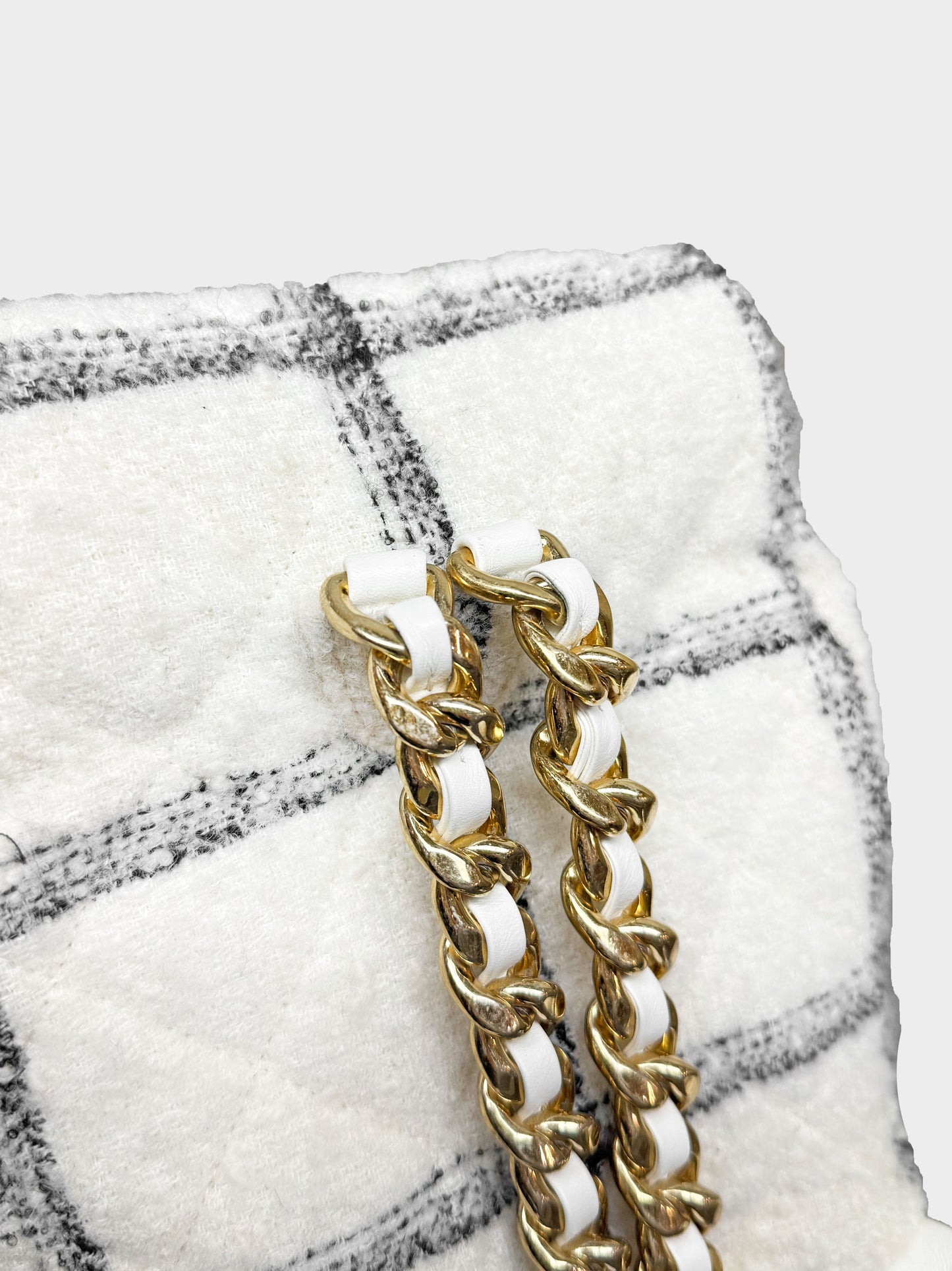 Chanel 2021 Ivory White and Black Wool Tweed Quilted Duma Backpack
