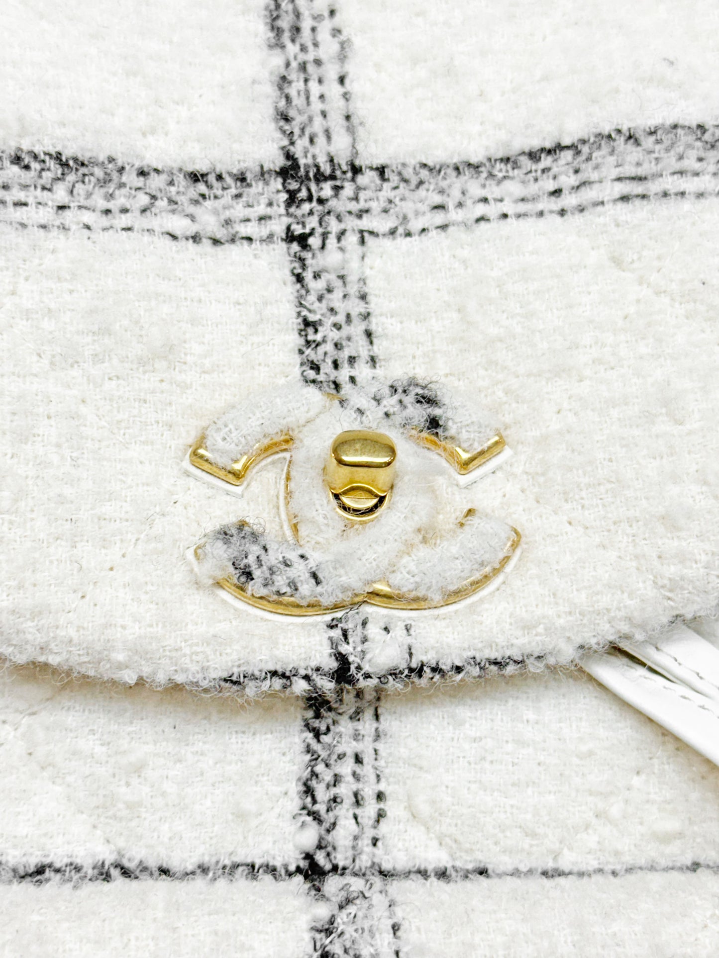 Chanel 2021 Ivory White and Black Wool Tweed Quilted Duma Backpack