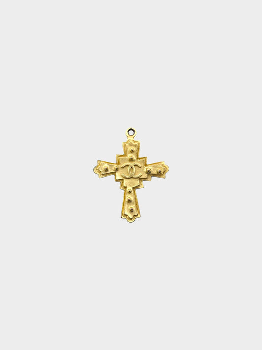 Chanel 1990s CC Gold Cross Pendant