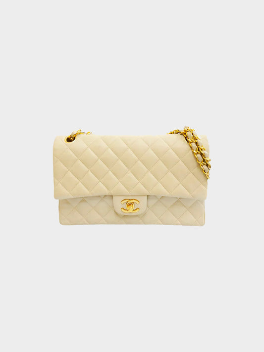 Chanel 2000s Beige Quilted Leather Classic Flap