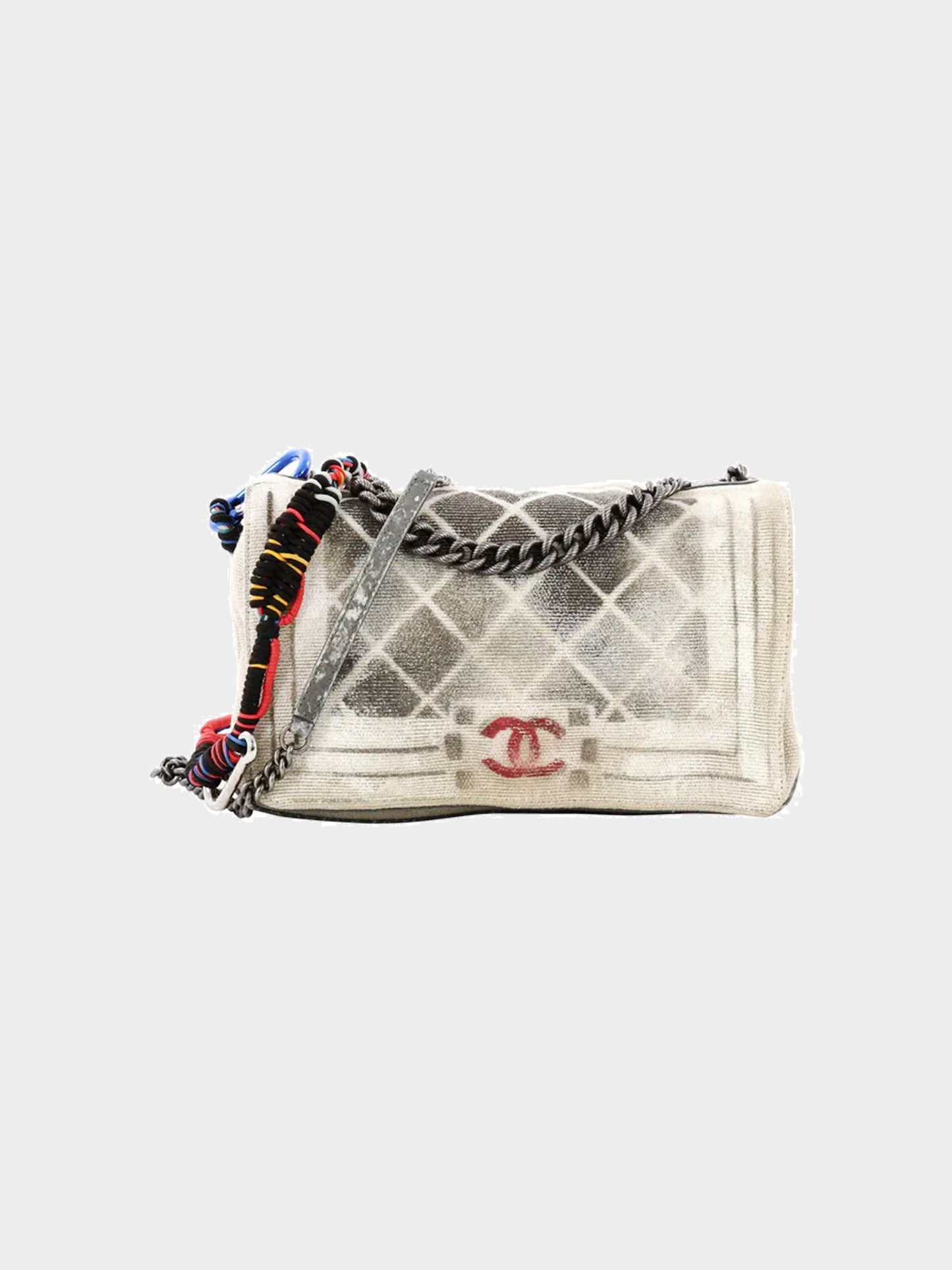 Chanel Rare Graffiti Art School Khaki 2014 Flap
