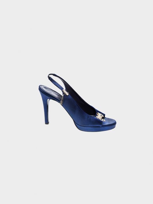 Chanel 2010s Navy Blue Tweed Pumps