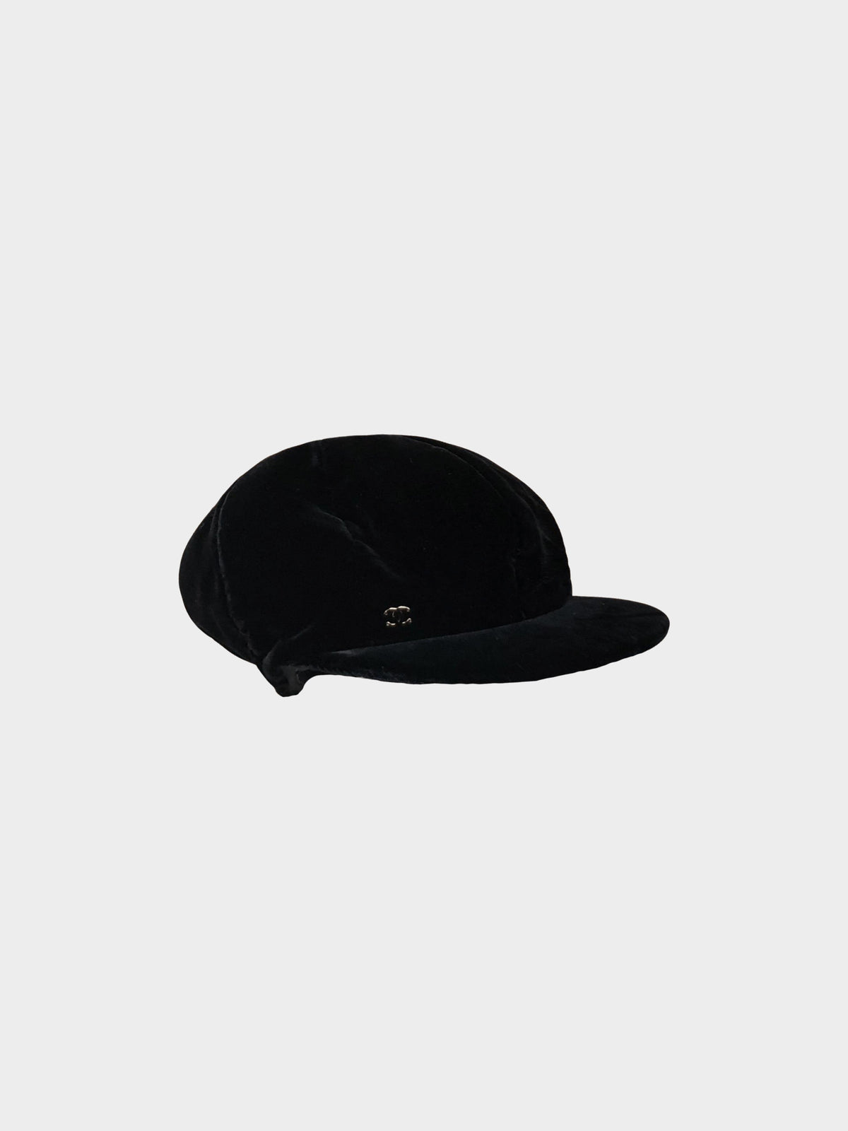 Chanel 2021 Black Velvet Newsboy Casquette Hat