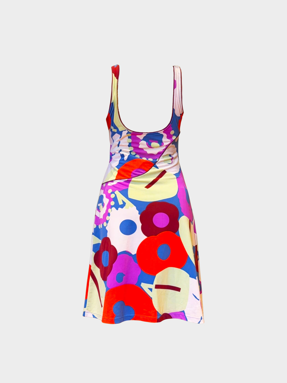 Chanel SS 2000 Multicolor Floral Print CC Jersey Dress