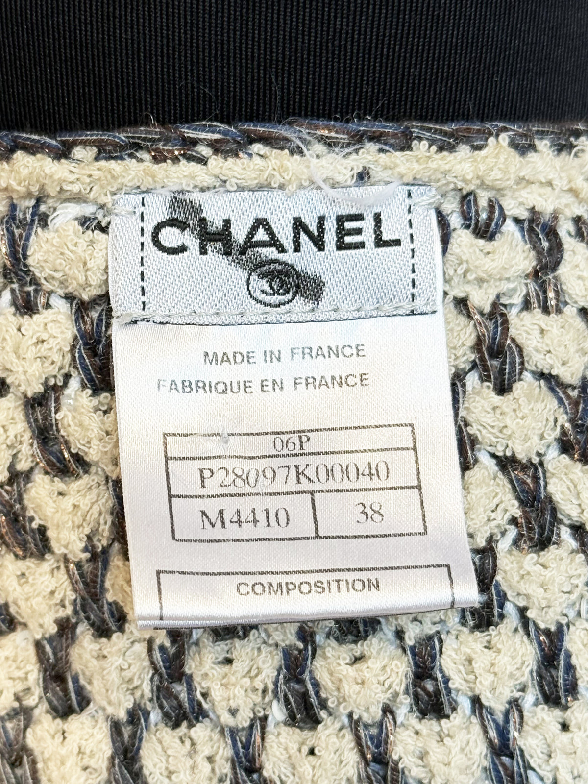 Chanel SS 2006 Beige and Black Knitted Cardigan with Beaded Embellishments