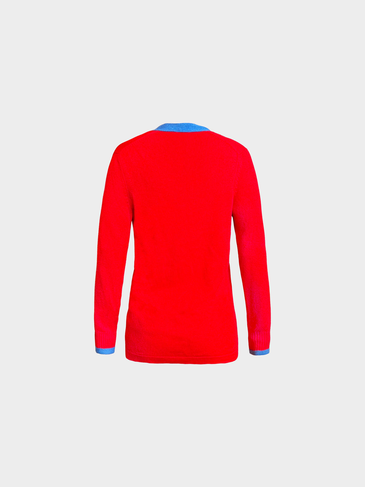 Chanel 2016 Red and Blue Long Sleeve Cashmere Cardigan