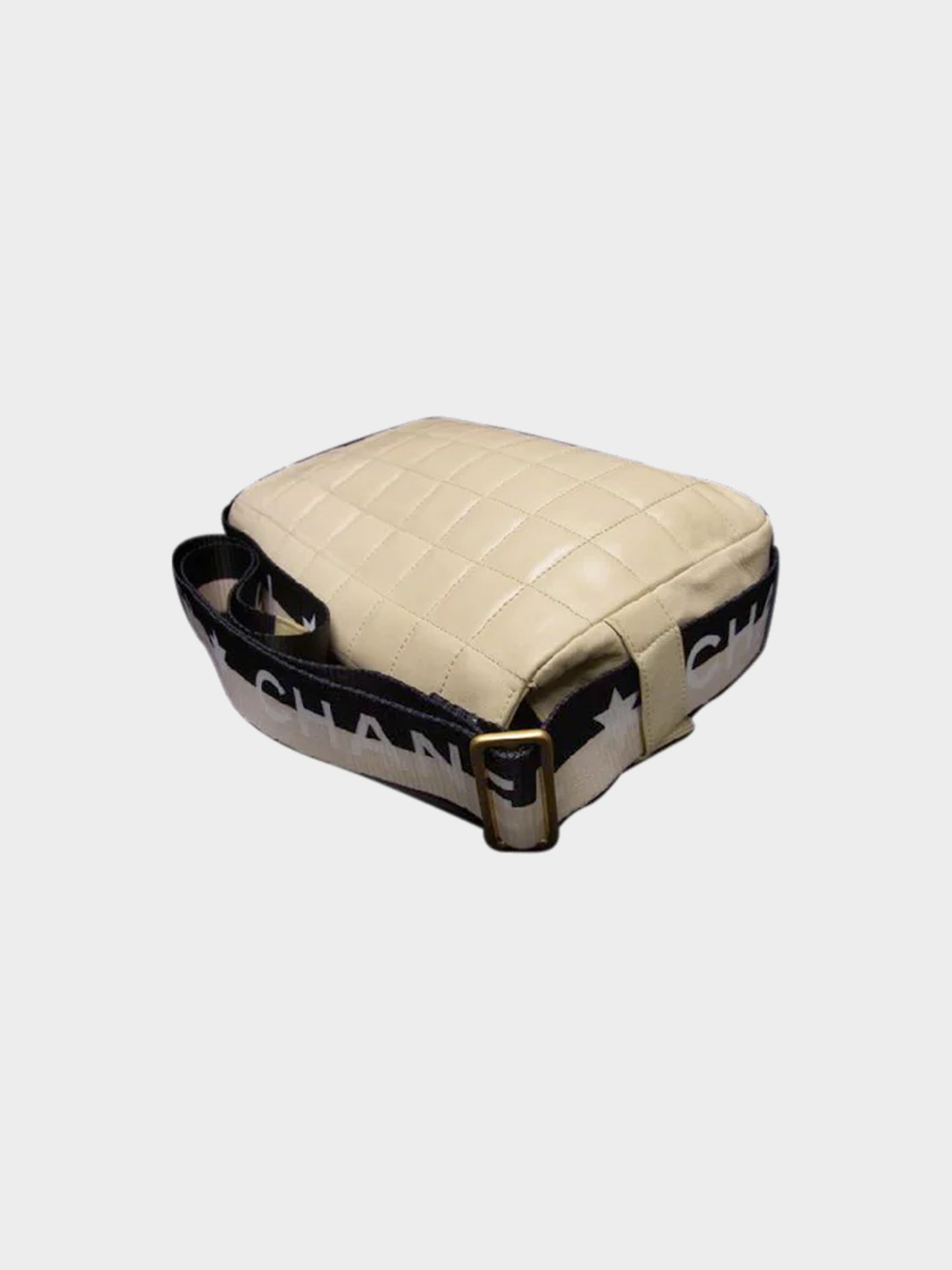 Chanel 2000s Rare Ivory Leather East West Flap Bag