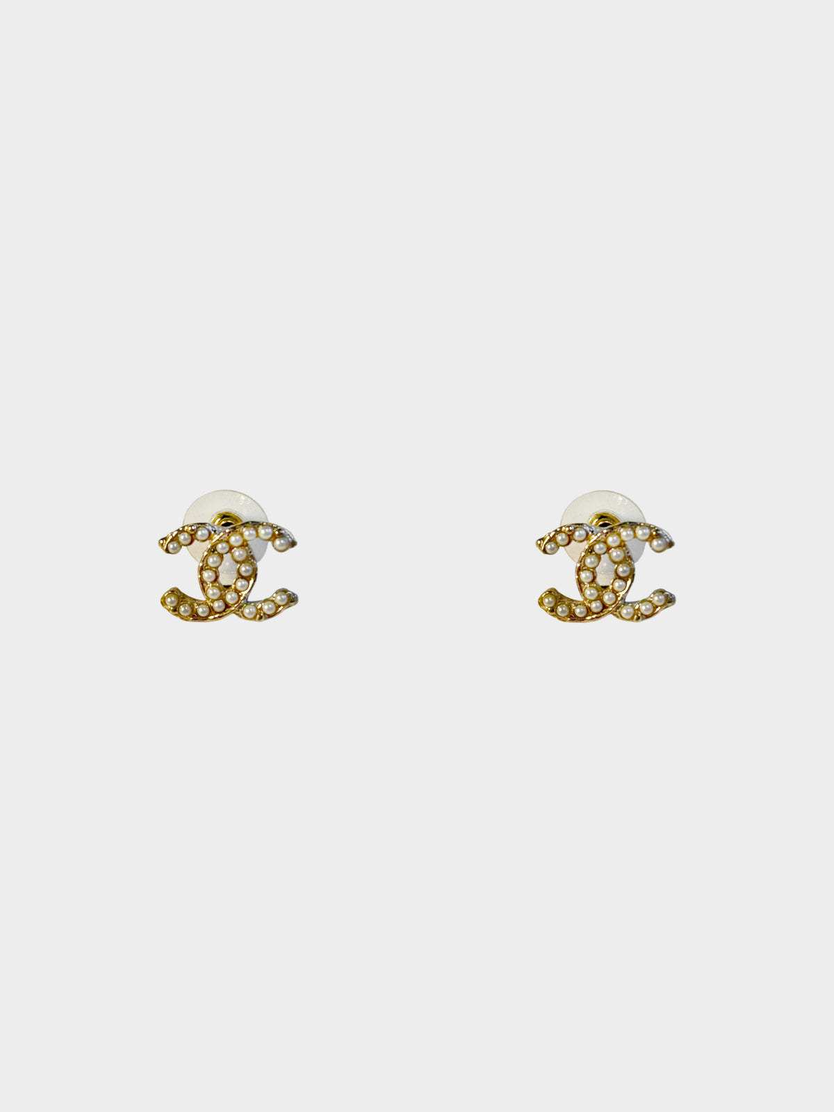 Chanel 1990s Gold CC Pearl detail Earrings