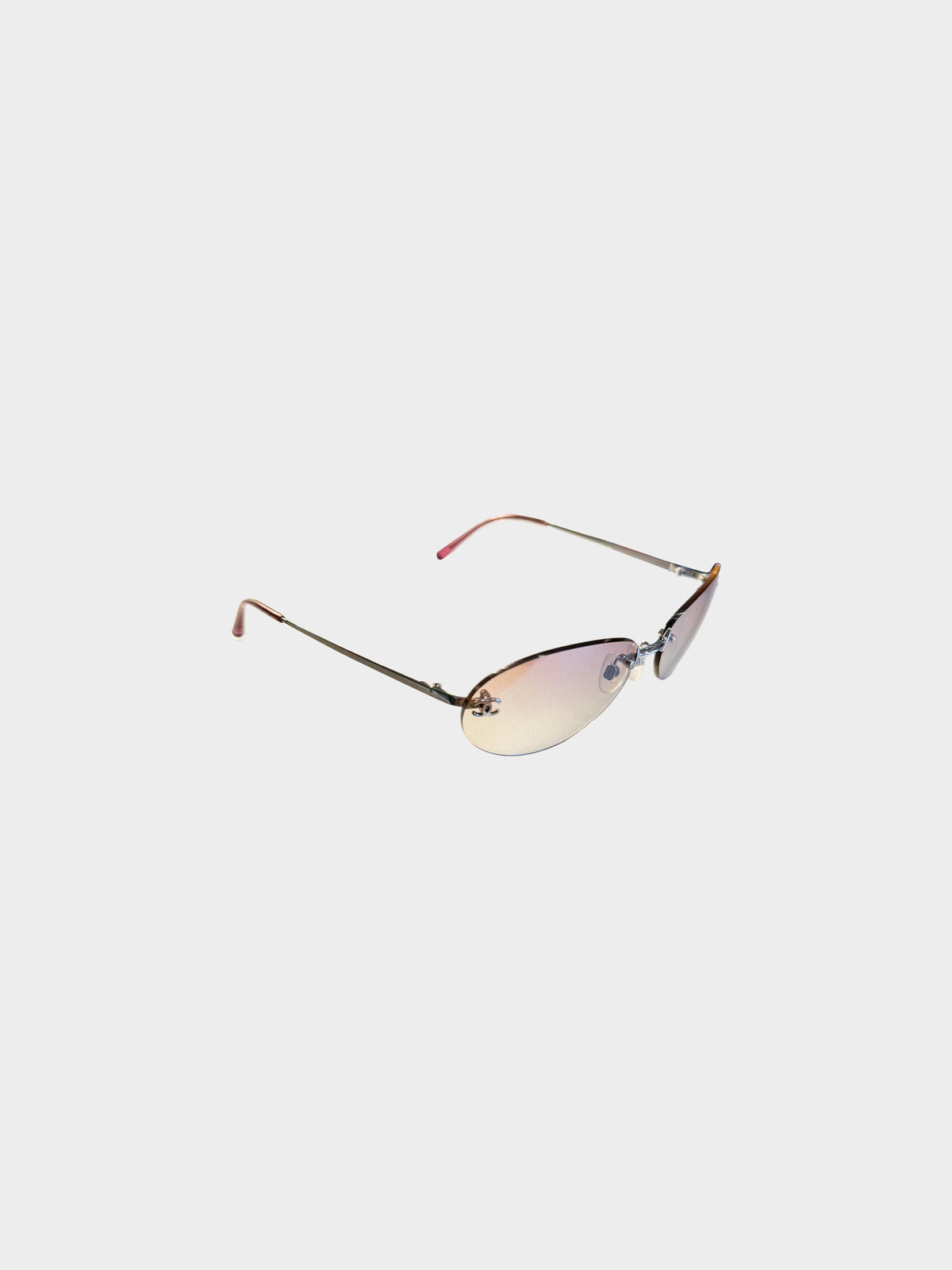 Chanel 2000s Gradient Pink Rimless CC Oval Sunglasses