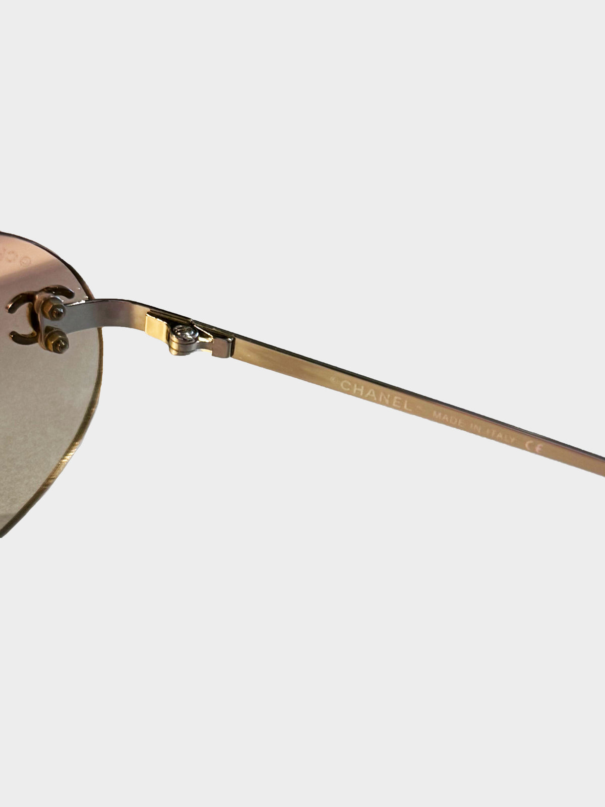 Chanel 2000s Gradient Pink Rimless CC Oval Sunglasses