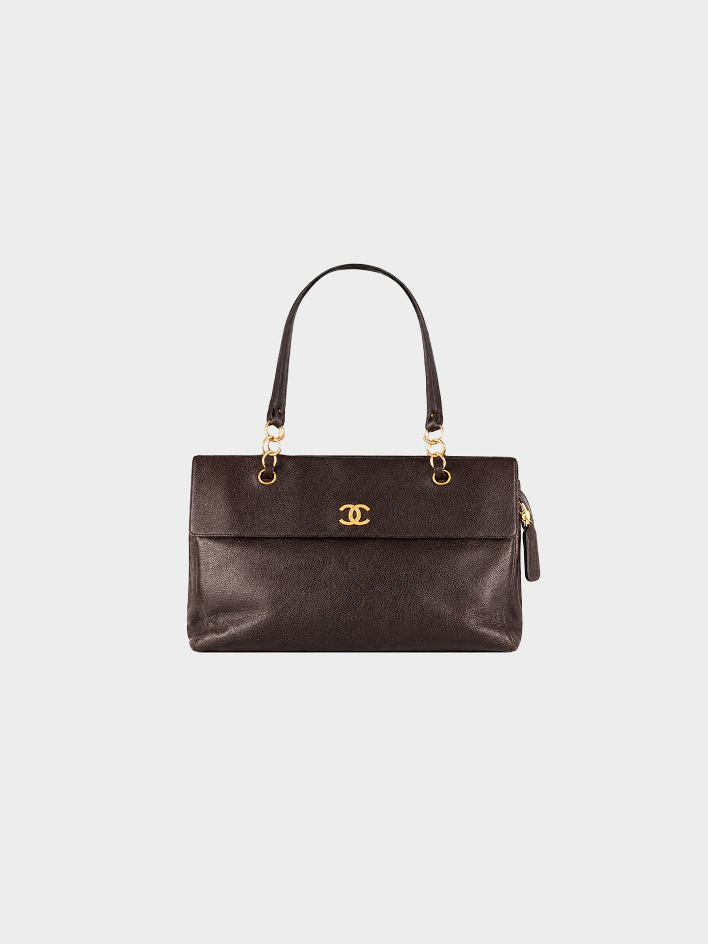 Chanel 2003-2004 Brown Caviar Leather Olsen Tote Bag