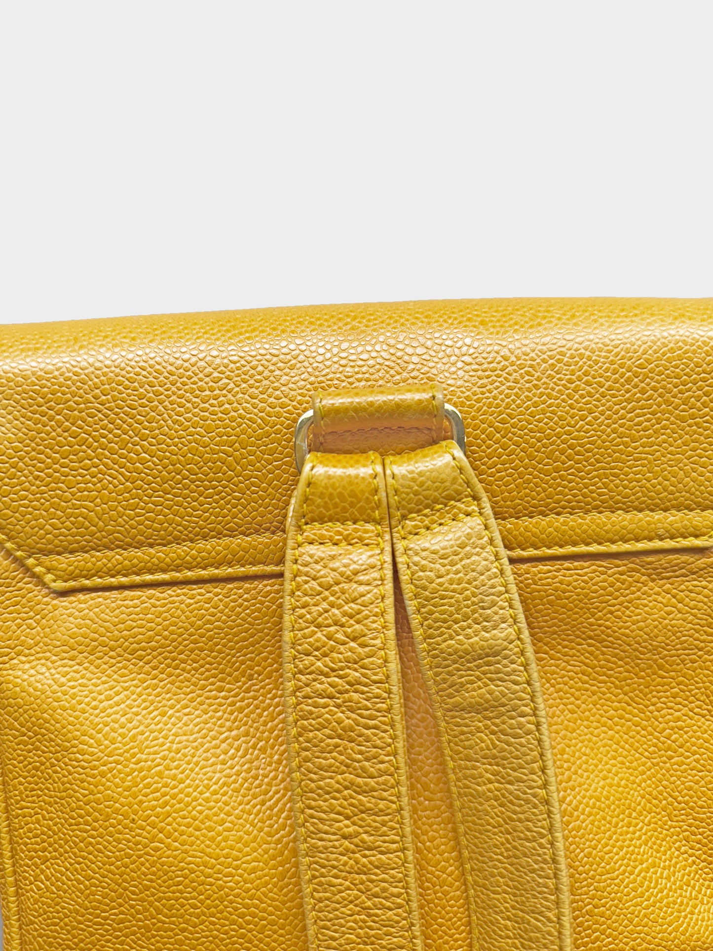Chanel 1996-1997 Yellow Caviar Leather Triple CC Turn Lock Backpack