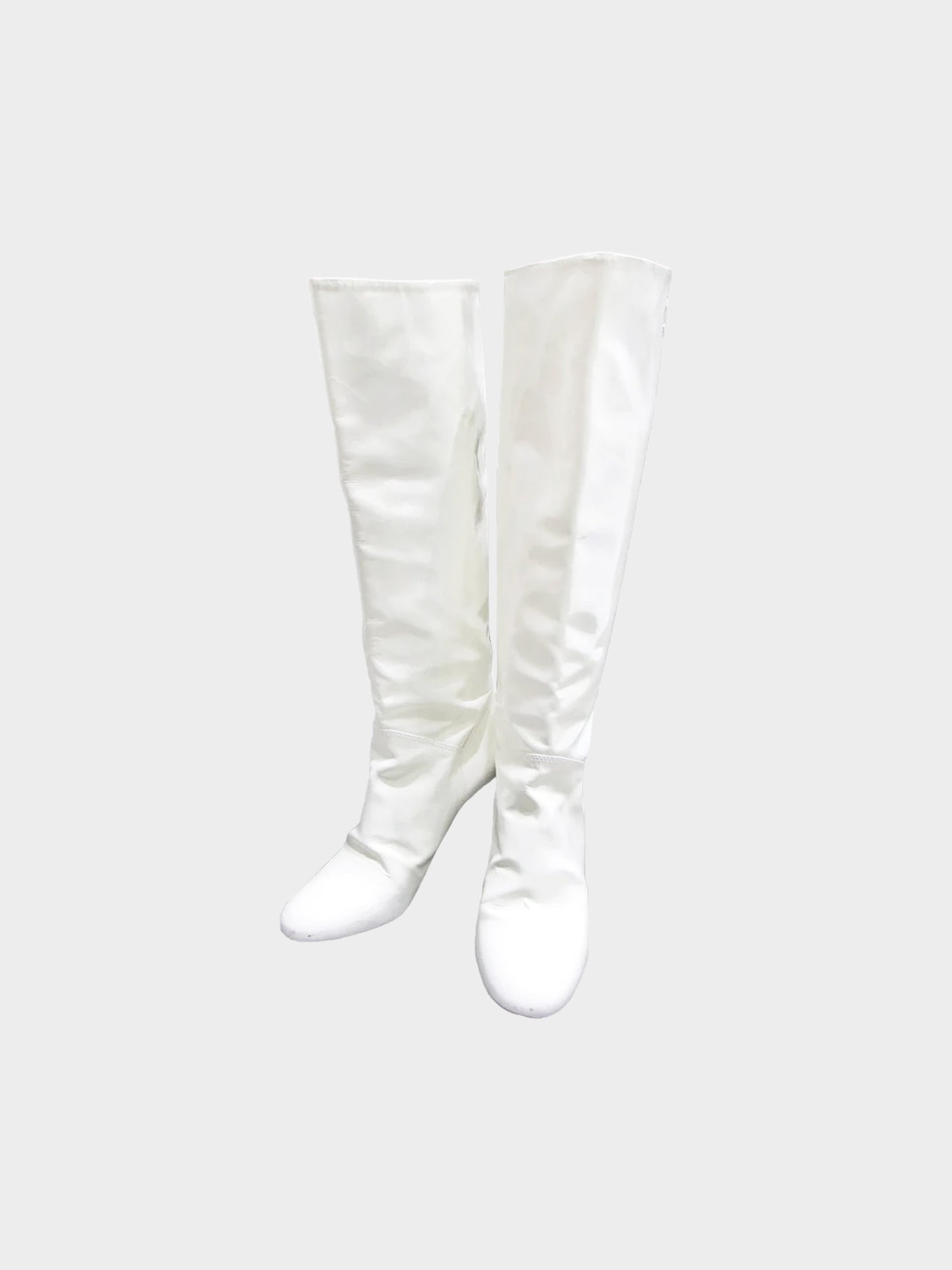 Chanel 2000s Knee-High Vinyl Rare White Boots