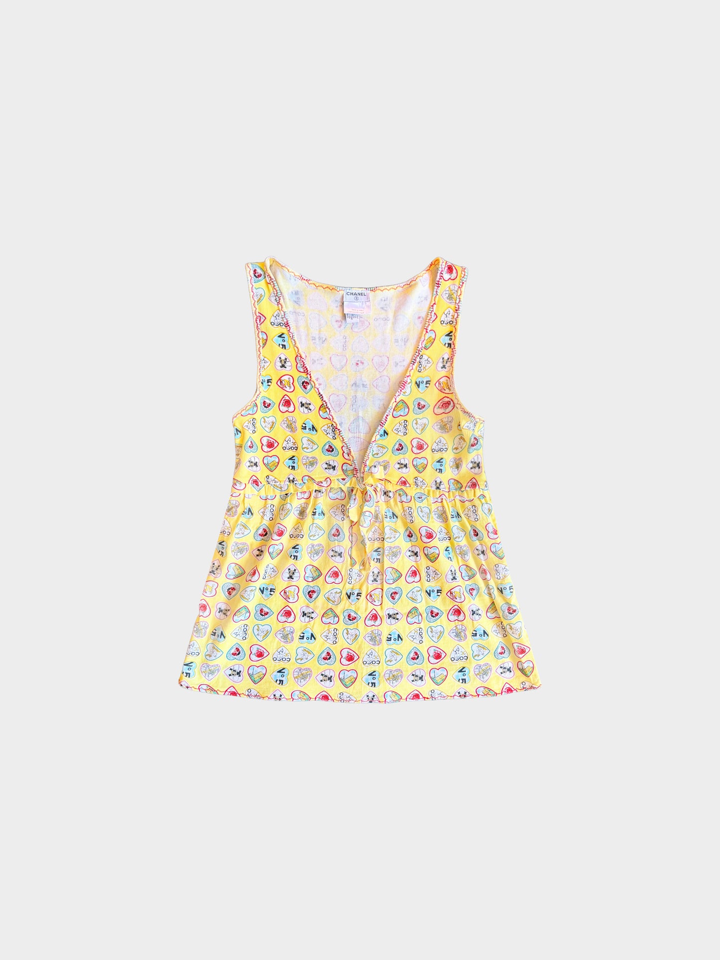 Chanel SS 2006 Yellow Hearts Motif Tank Top