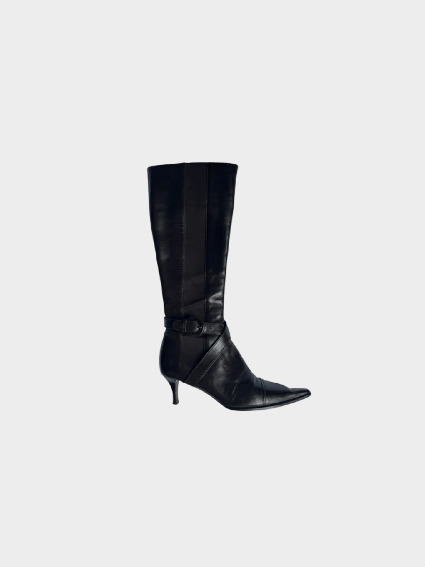 Chanel 2000s Black Interlocking CC Logo Leather Riding Boots