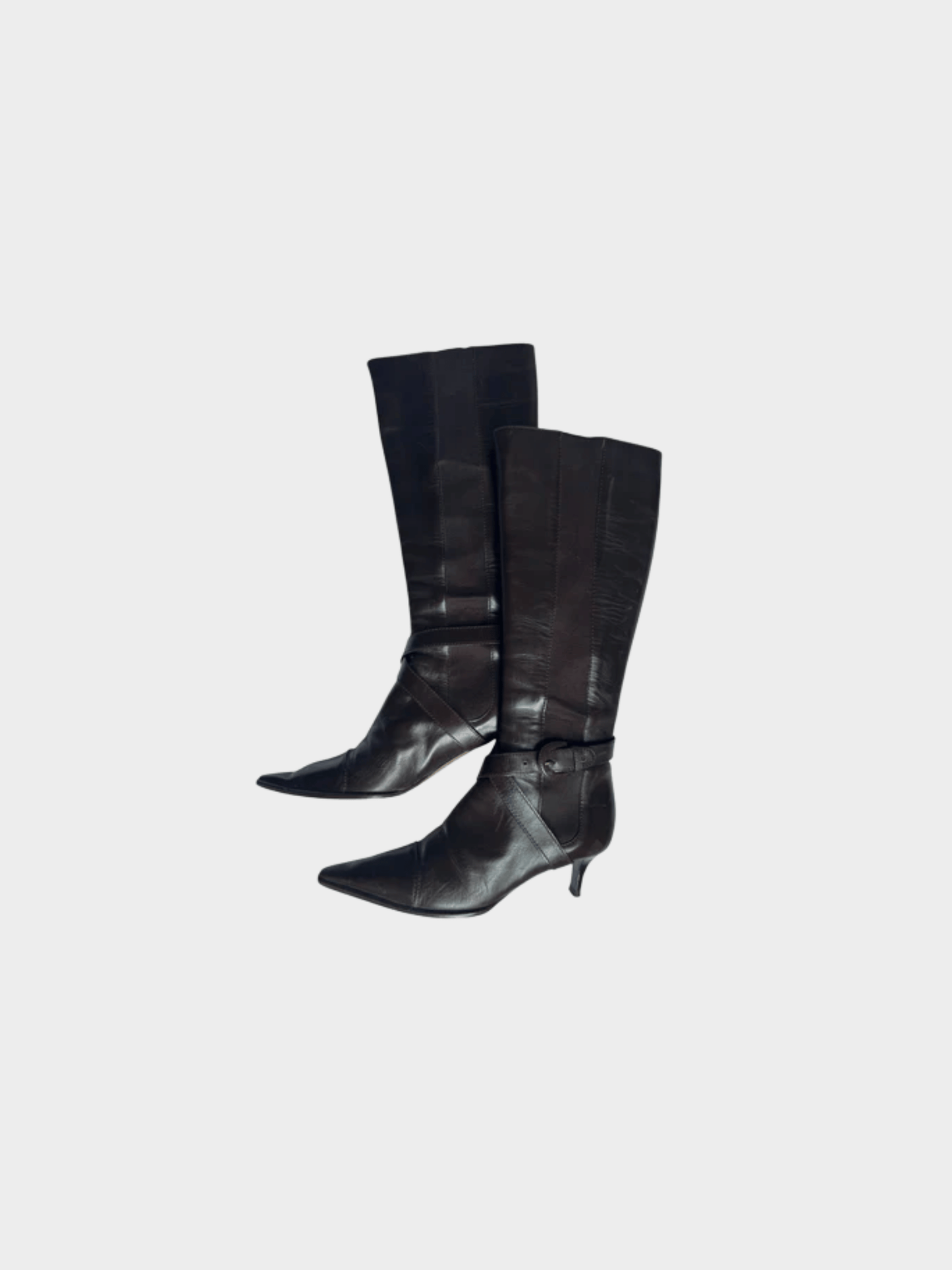 Chanel 2000s Black Interlocking CC Logo Leather Riding Boots