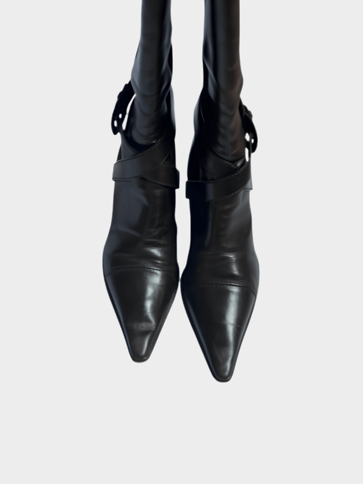Chanel 2000s Black Interlocking CC Logo Leather Riding Boots