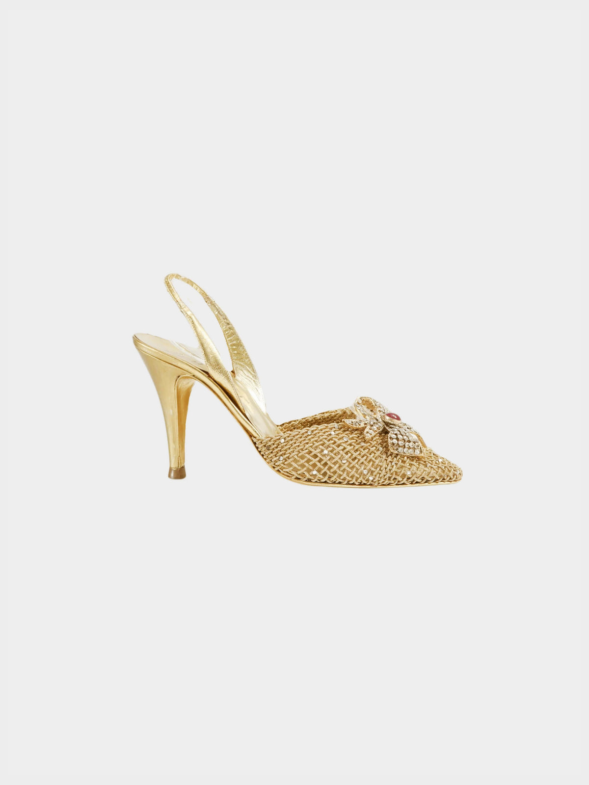 Chanel 2000s Rare Gold Mesh Slingback Heels