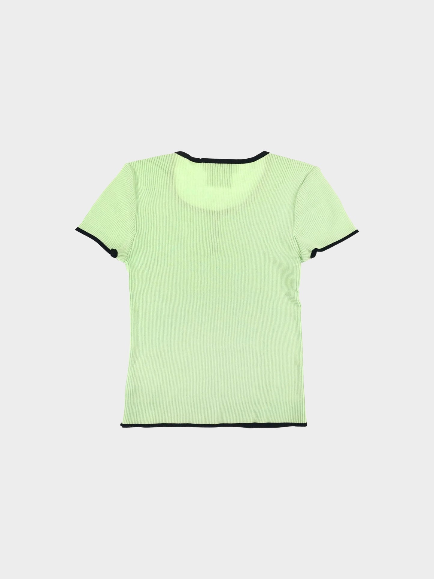 Chanel 1995 SS Rare Green Short Sleeve Knit Top