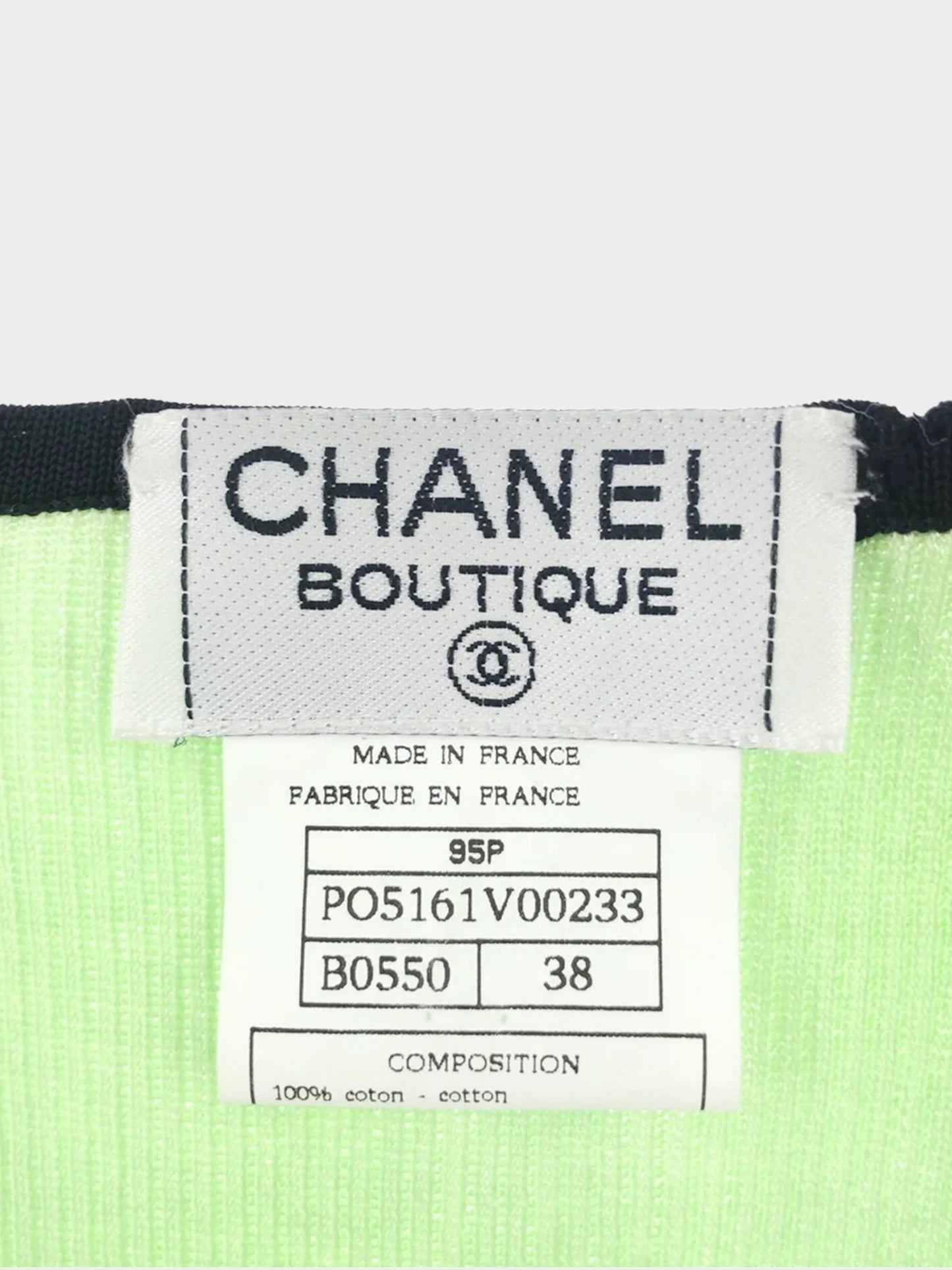 Chanel 1995 SS Rare Green Short Sleeve Knit Top