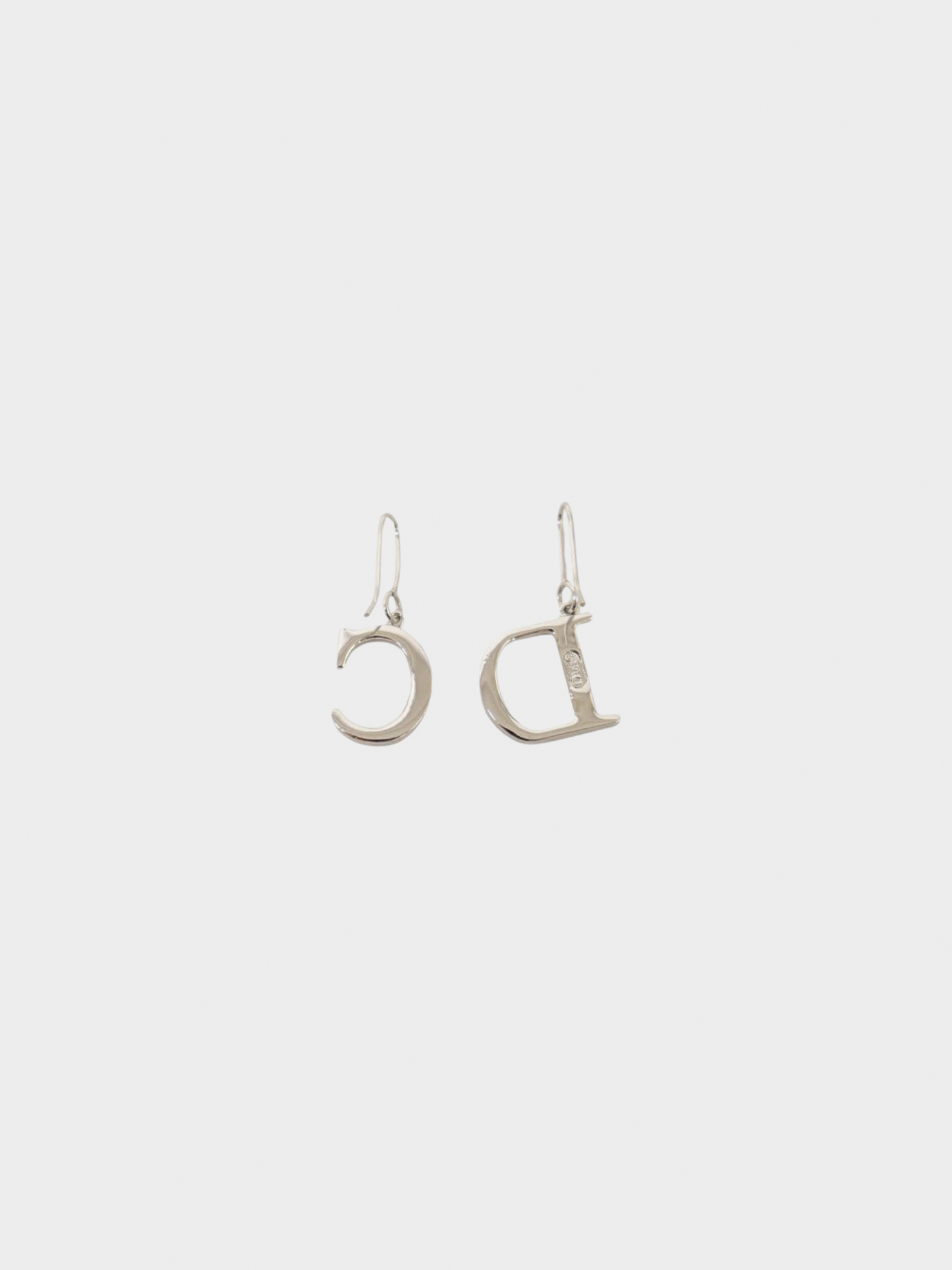 Christian Dior 2000s Silver CD Logo Rhinestone Earrings