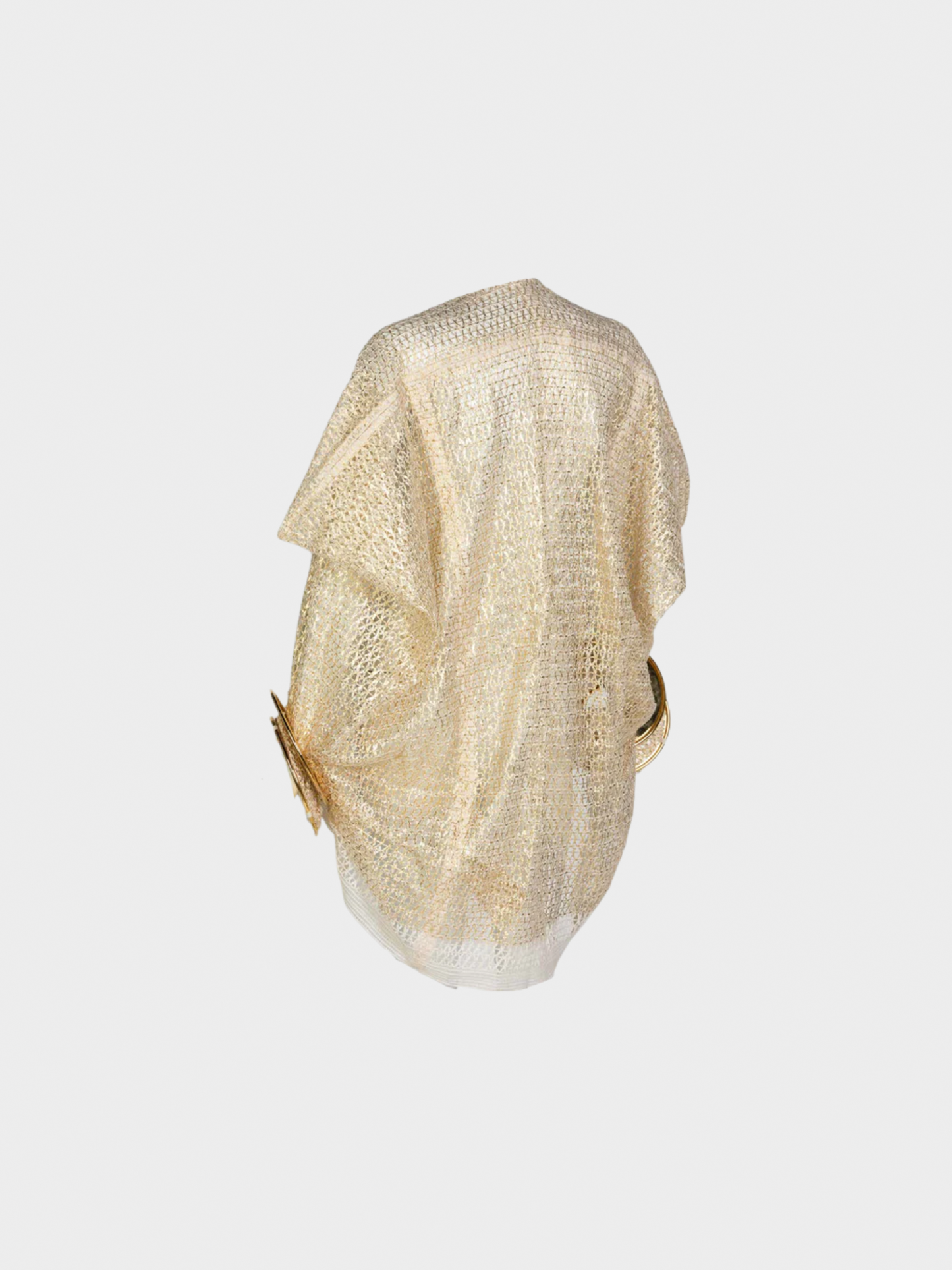 Comme Des Garçons by Junya Watanabe SS 2016 Cream Open Knit Gold Bracelet Top
