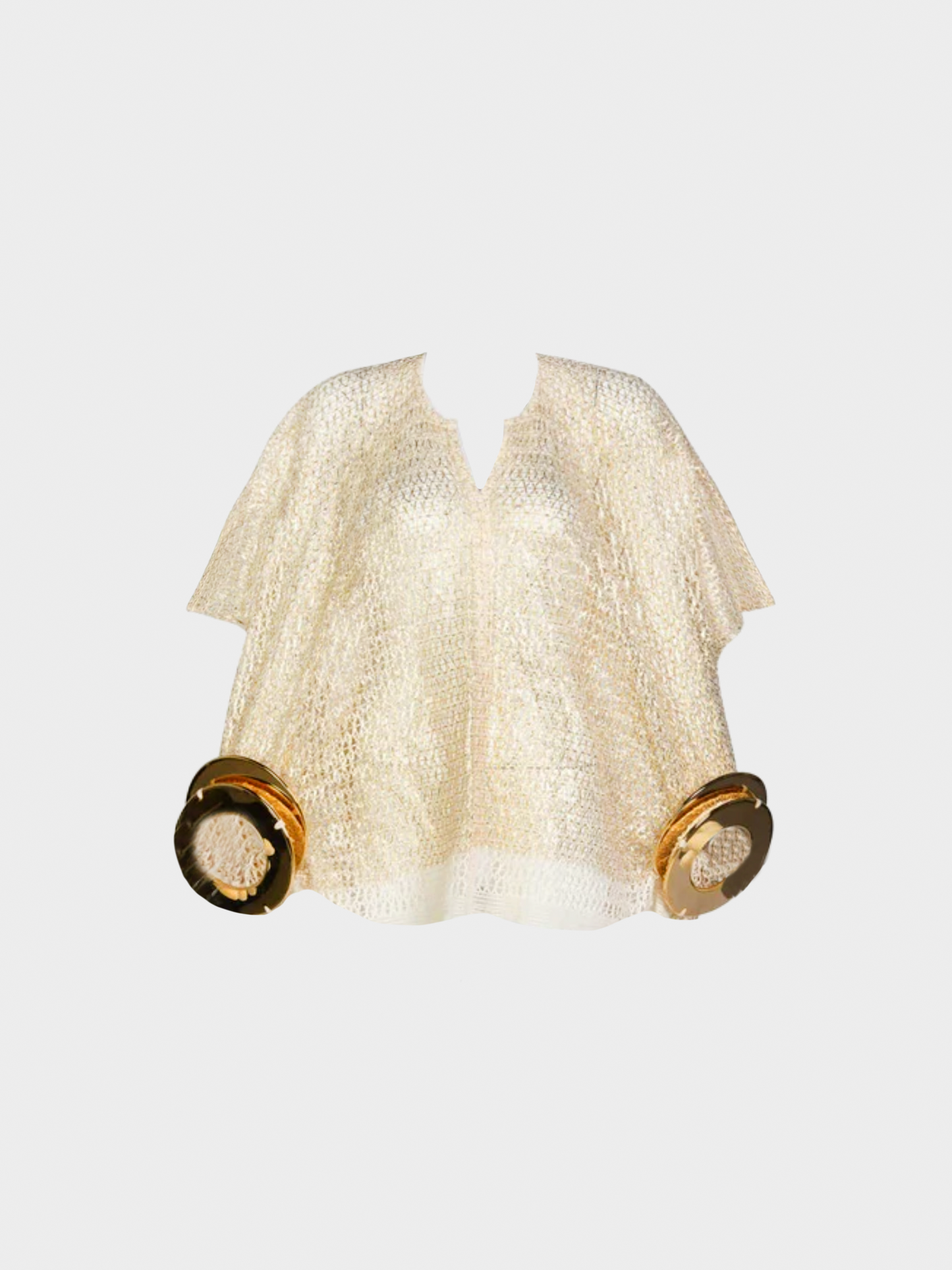Comme Des Garçons by Junya Watanabe SS 2016 Cream Open Knit Gold Bracelet Top