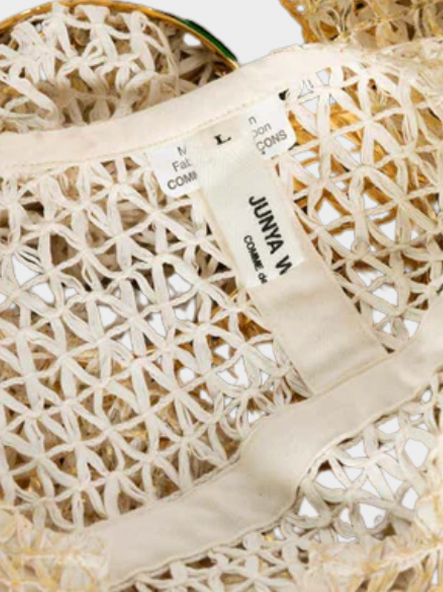 Comme Des Garçons by Junya Watanabe SS 2016 Cream Open Knit Gold Bracelet Top