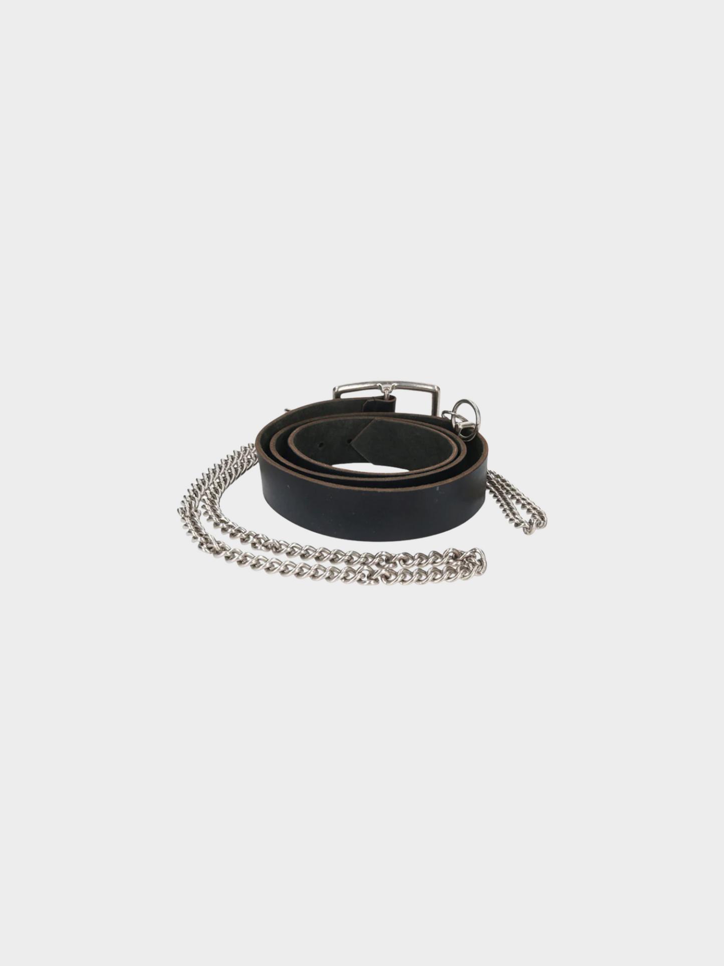 Comme des Garçons AW 2006 Black Leather Metal Chain Belt