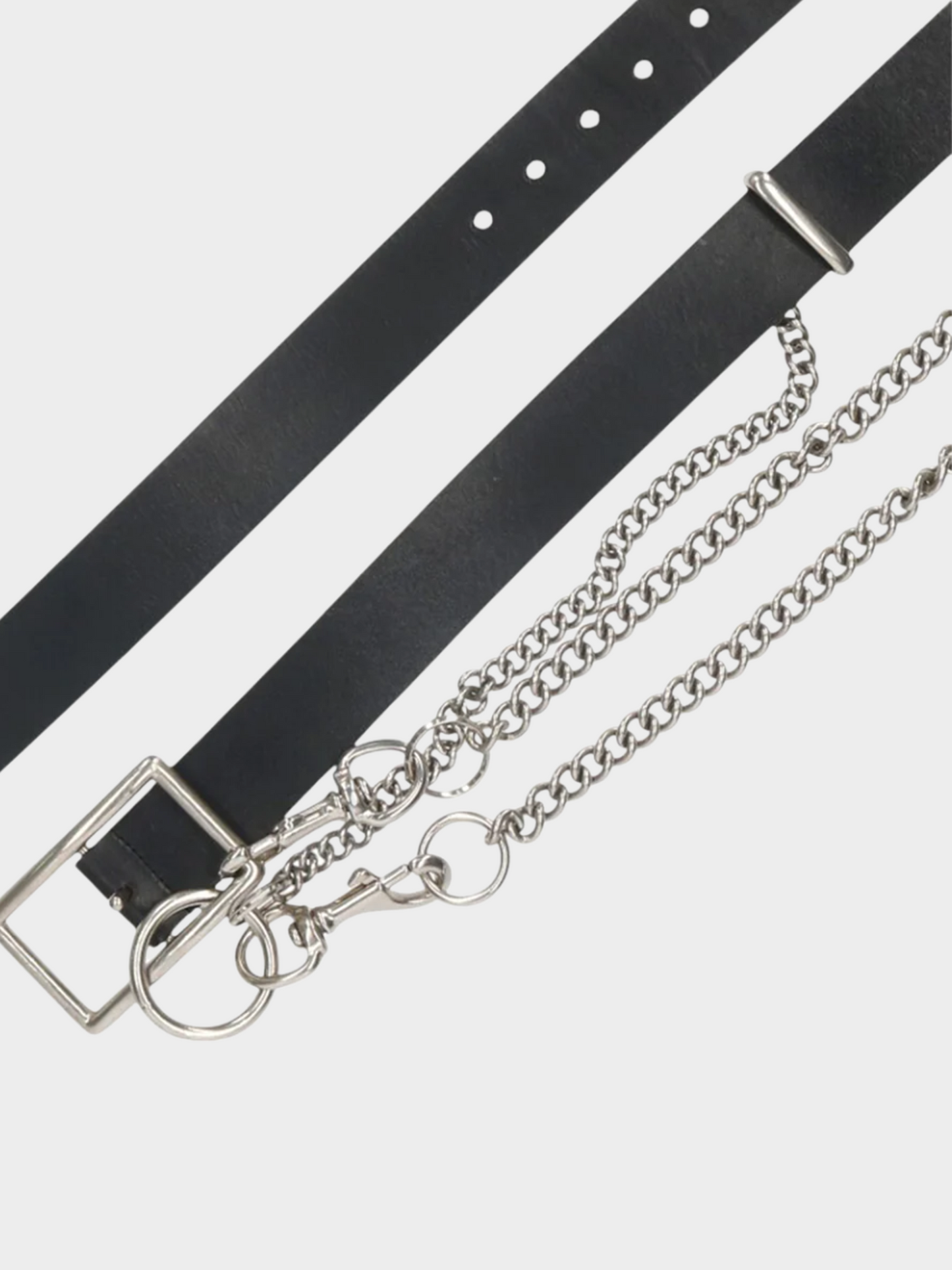 Comme des Garçons AW 2006 Black Leather Metal Chain Belt