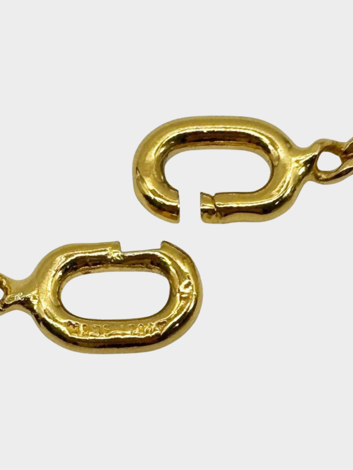 Celine 1990s Gold Long Triomphe Motif Necklace