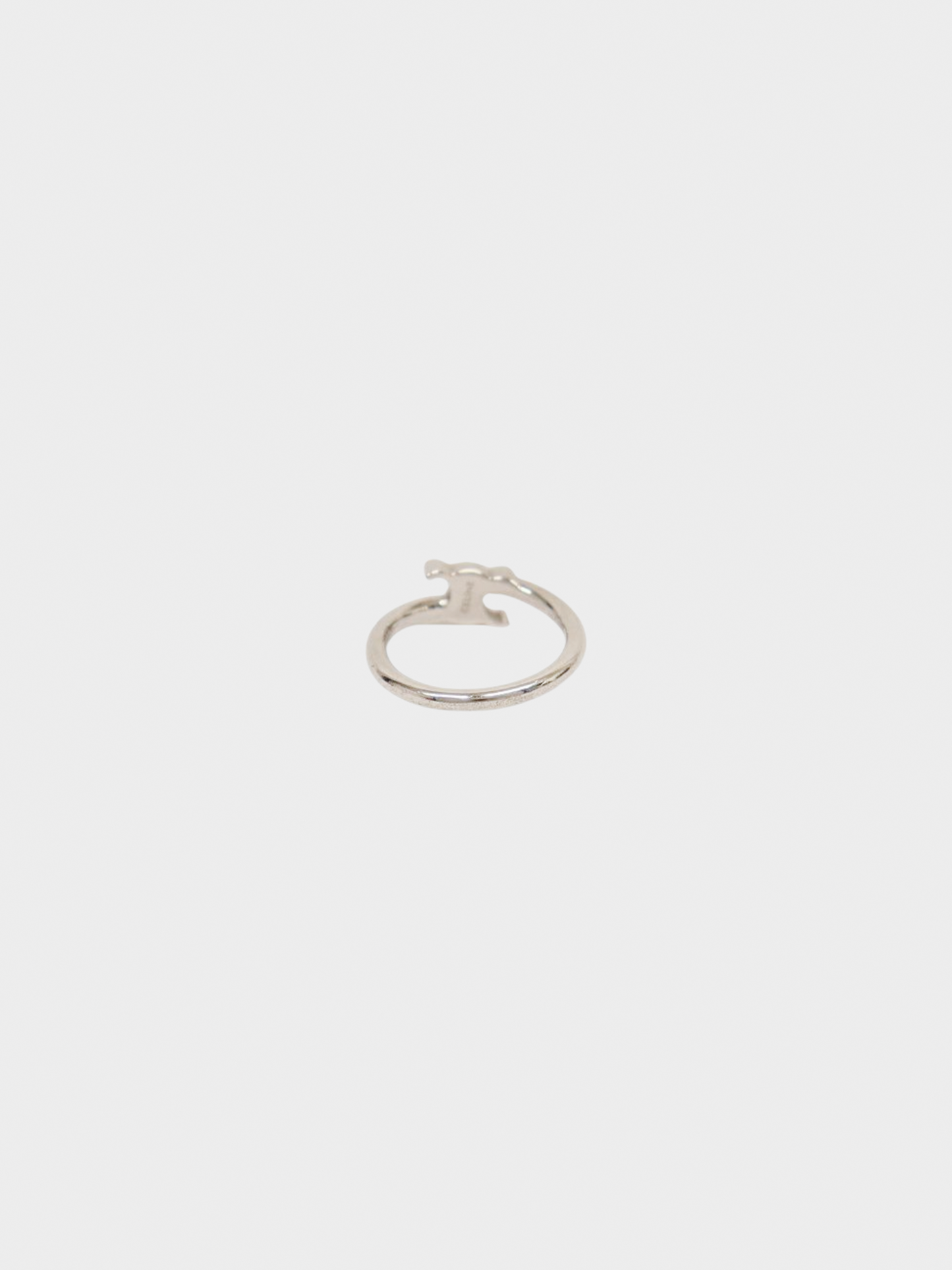 Celine 2010s Silver Triomphe Asymmetric Ring