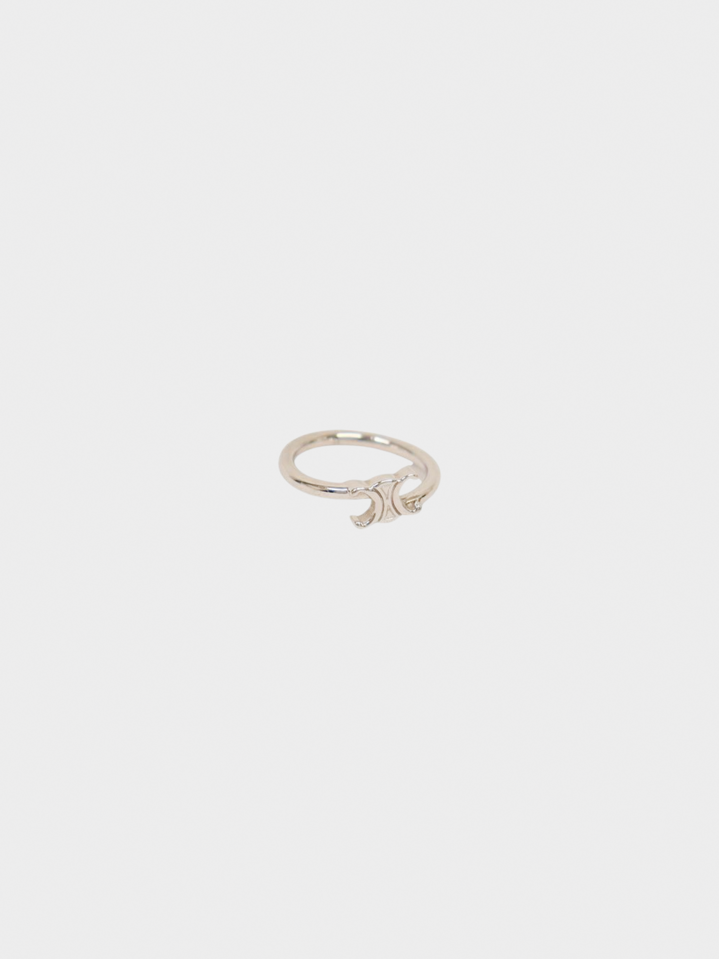 Celine 2010s Silver Triomphe Asymmetric Ring