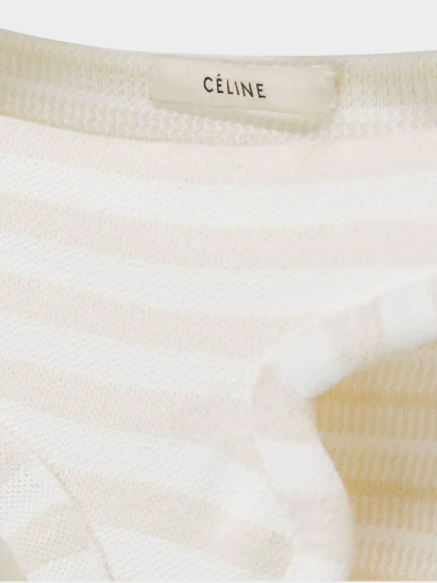 Celine Resort 2017 Beige & White Breton Striped Cutout Sweater
