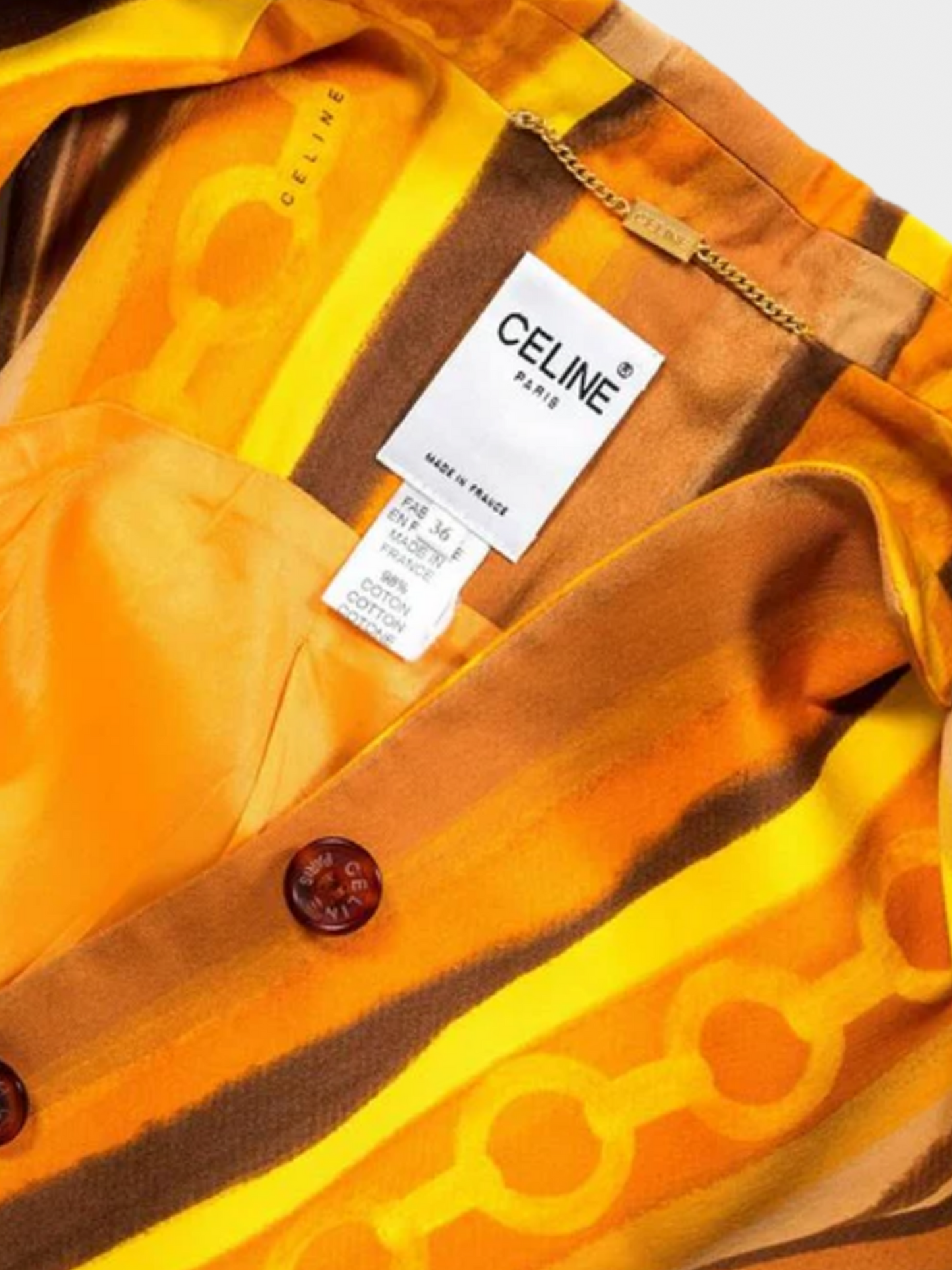 Celine 1990s Orange Mod Stripe Print Belted Tunic Vest