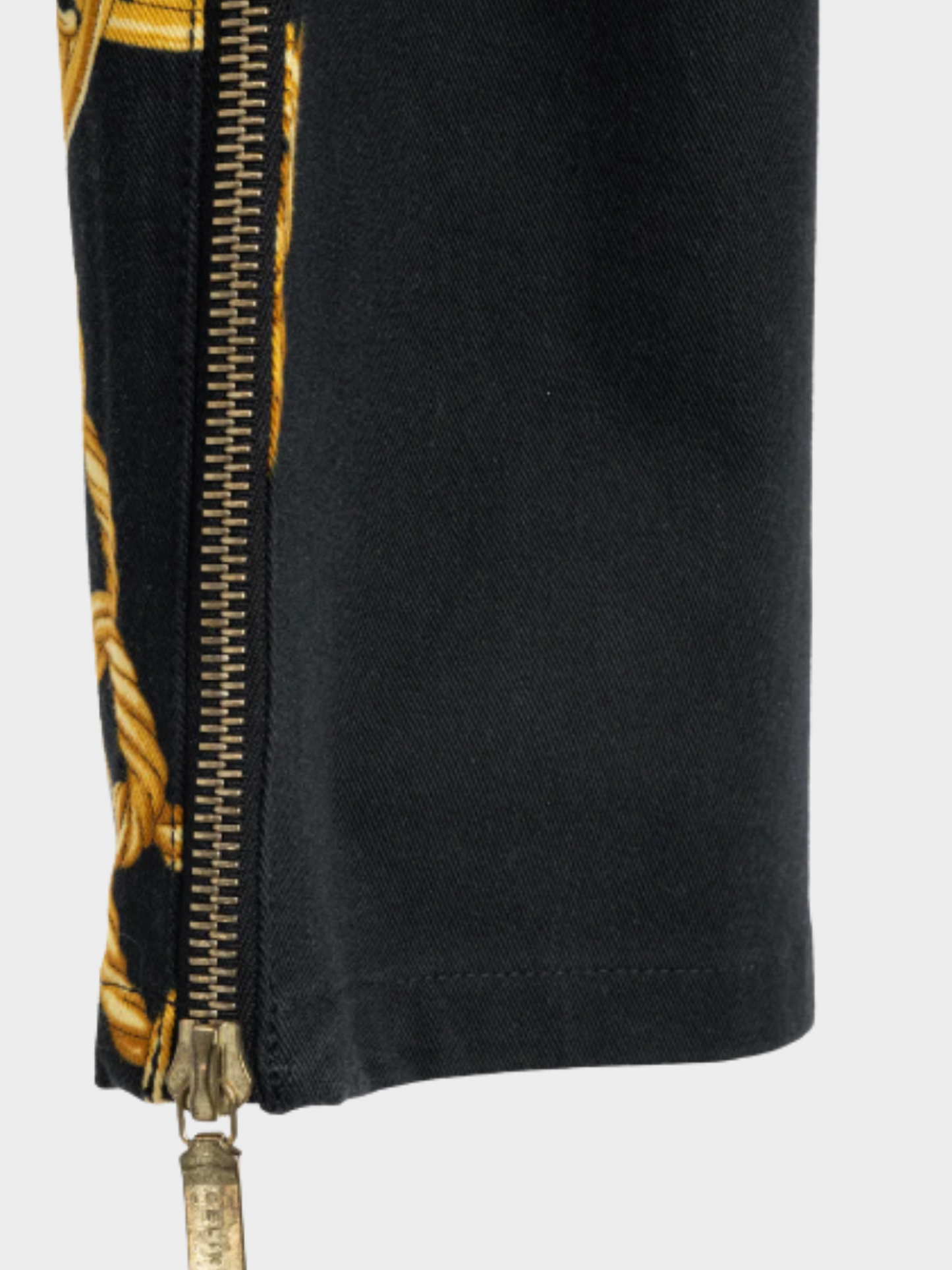 Celine SS 2004 Black Chain-Motif Cotton Twill Skinny Pants